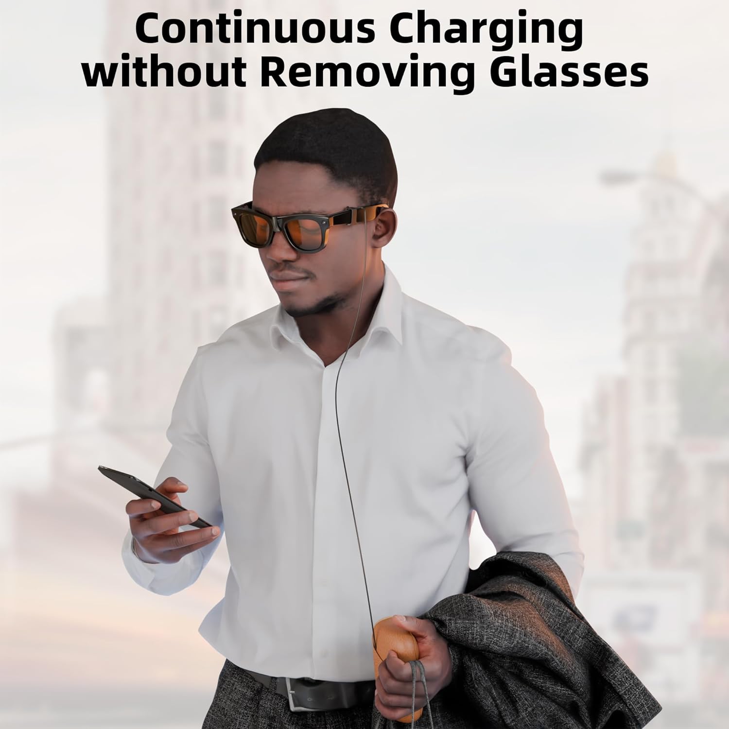 Extension Charging Cable Compatible with RayBan META Smart Glasses Charger Case for Wayfarer, Skyler,