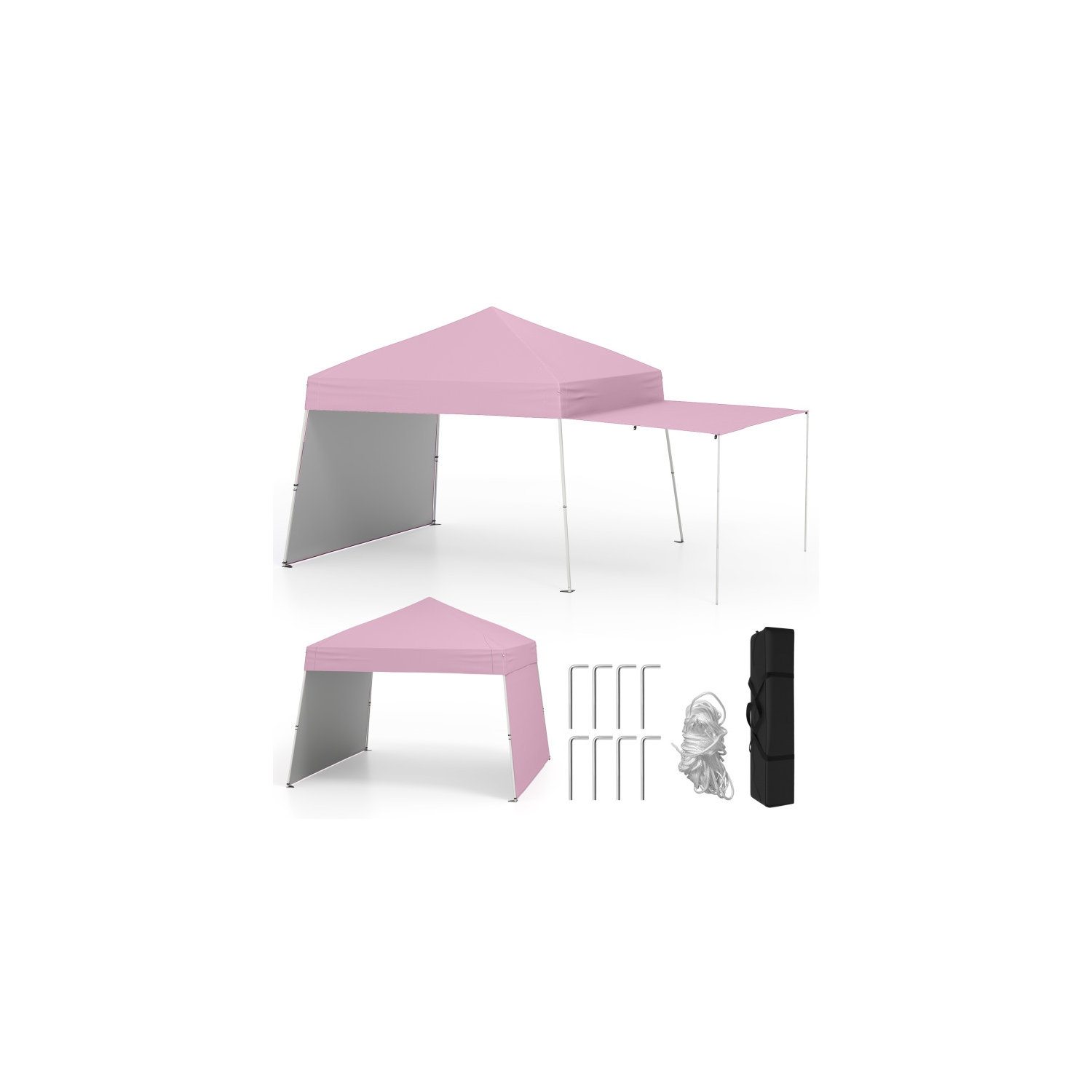 Heavy-Duty Pop-Up Canopy Tent with Sidewalls That Convert to Awning + Stakes