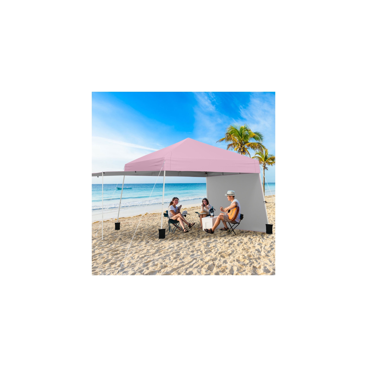 Heavy-Duty Pop-Up Canopy Tent with Sidewalls That Convert to Awning + Stakes