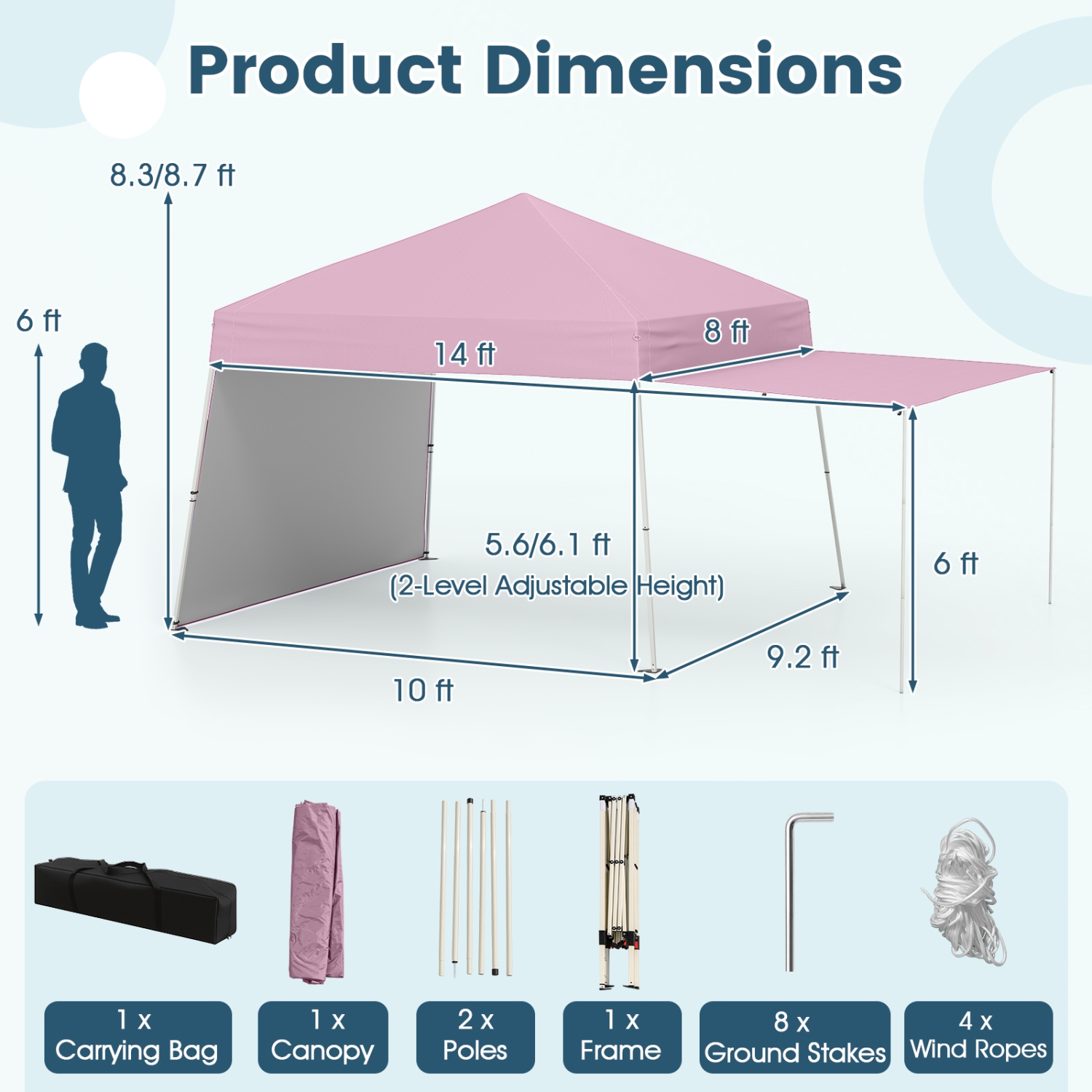 Heavy-Duty Pop-Up Canopy Tent with Sidewalls That Convert to Awning + Stakes
