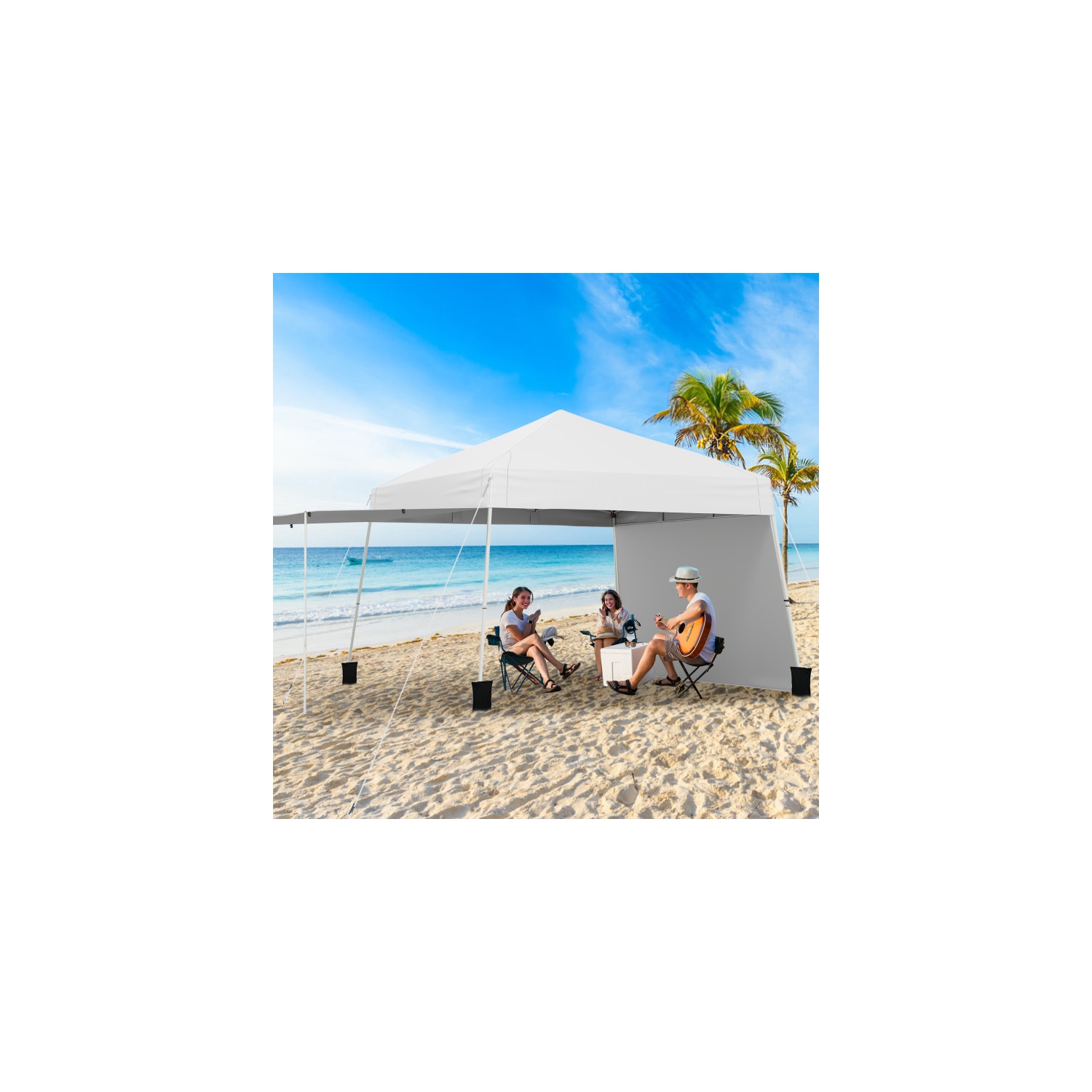 Heavy-Duty Pop-Up Canopy Tent with Sidewalls That Convert to Awning + Stakes