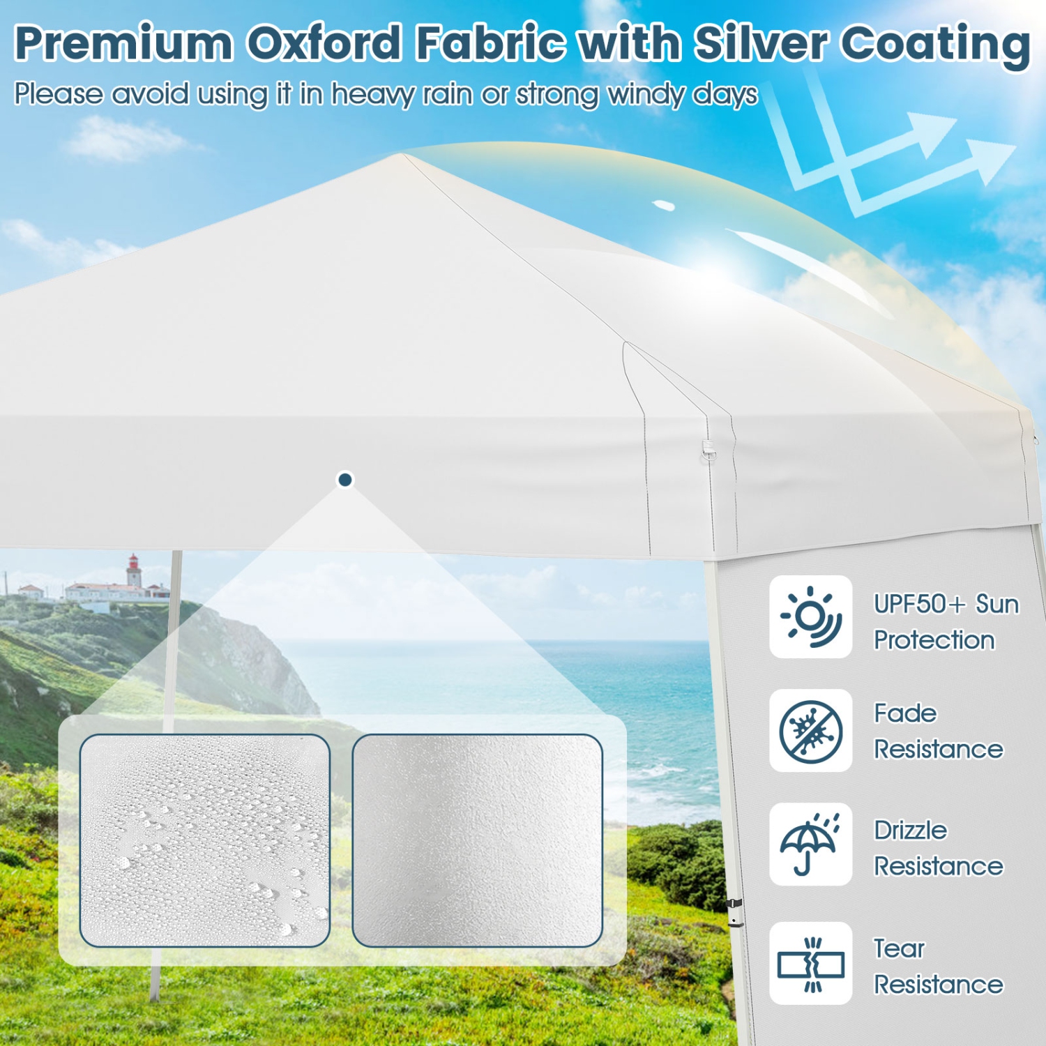 Heavy-Duty Pop-Up Canopy Tent with Sidewalls That Convert to Awning + Stakes