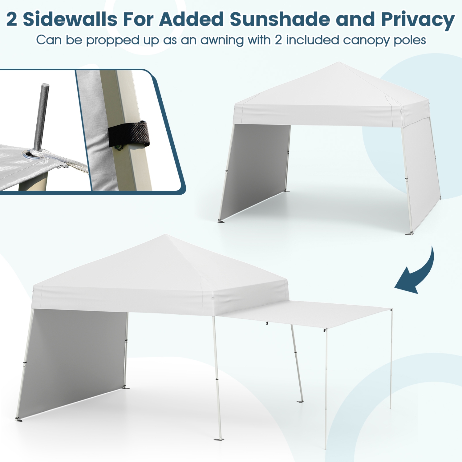 Heavy-Duty Pop-Up Canopy Tent with Sidewalls That Convert to Awning + Stakes