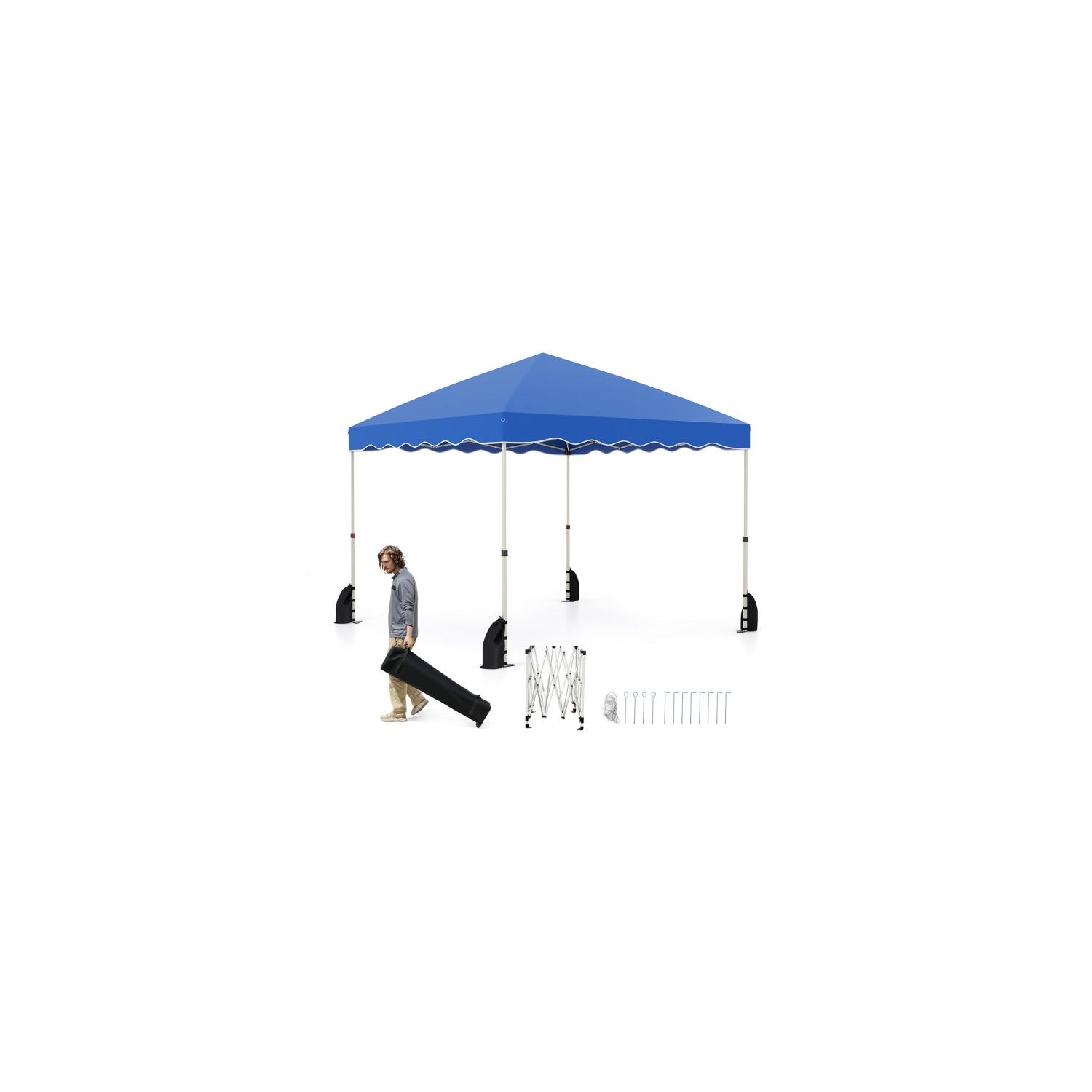 Easy Setup Folding Pop-Up Canopy Tent with Roller Bag