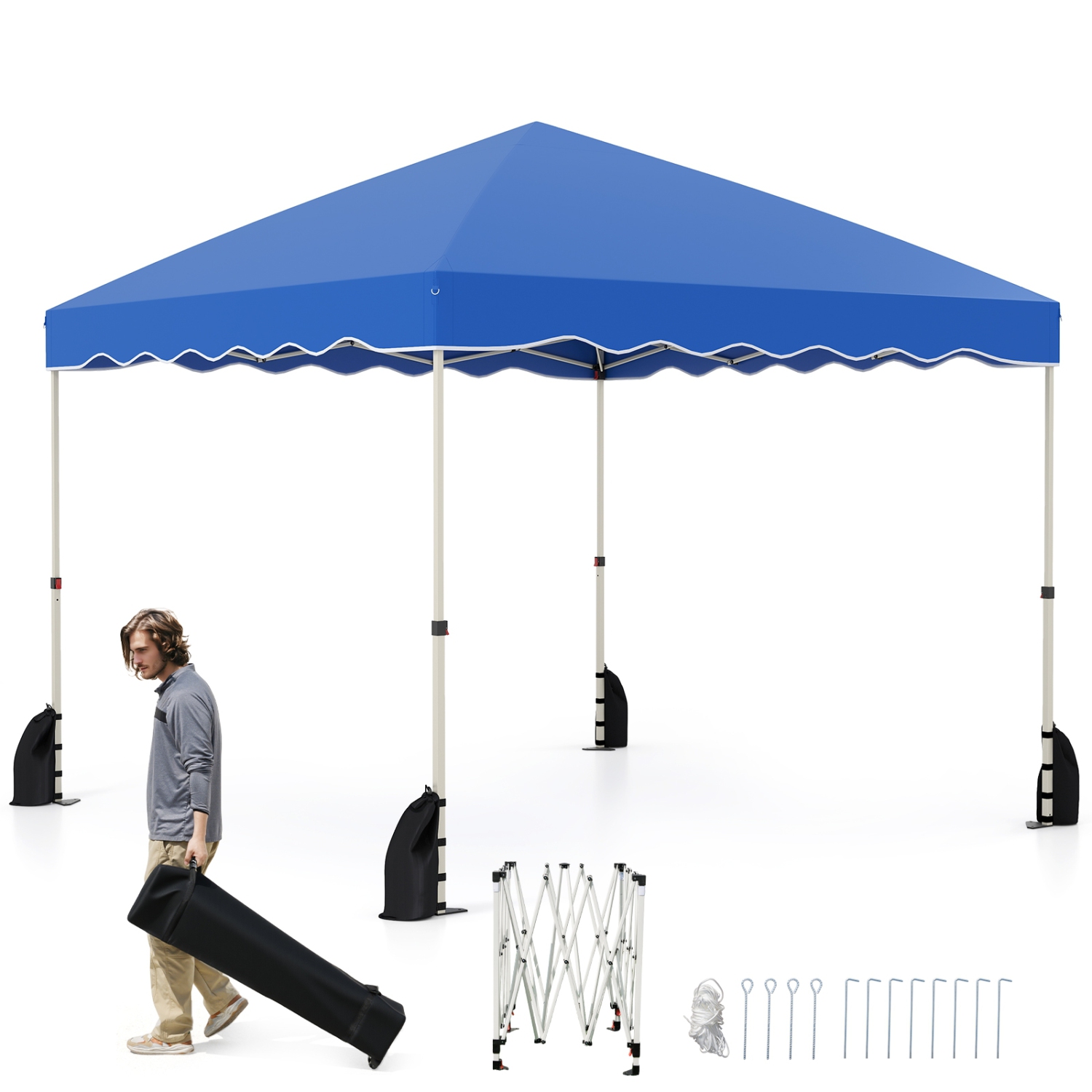 Easy Setup Folding Pop-Up Canopy Tent with Roller Bag