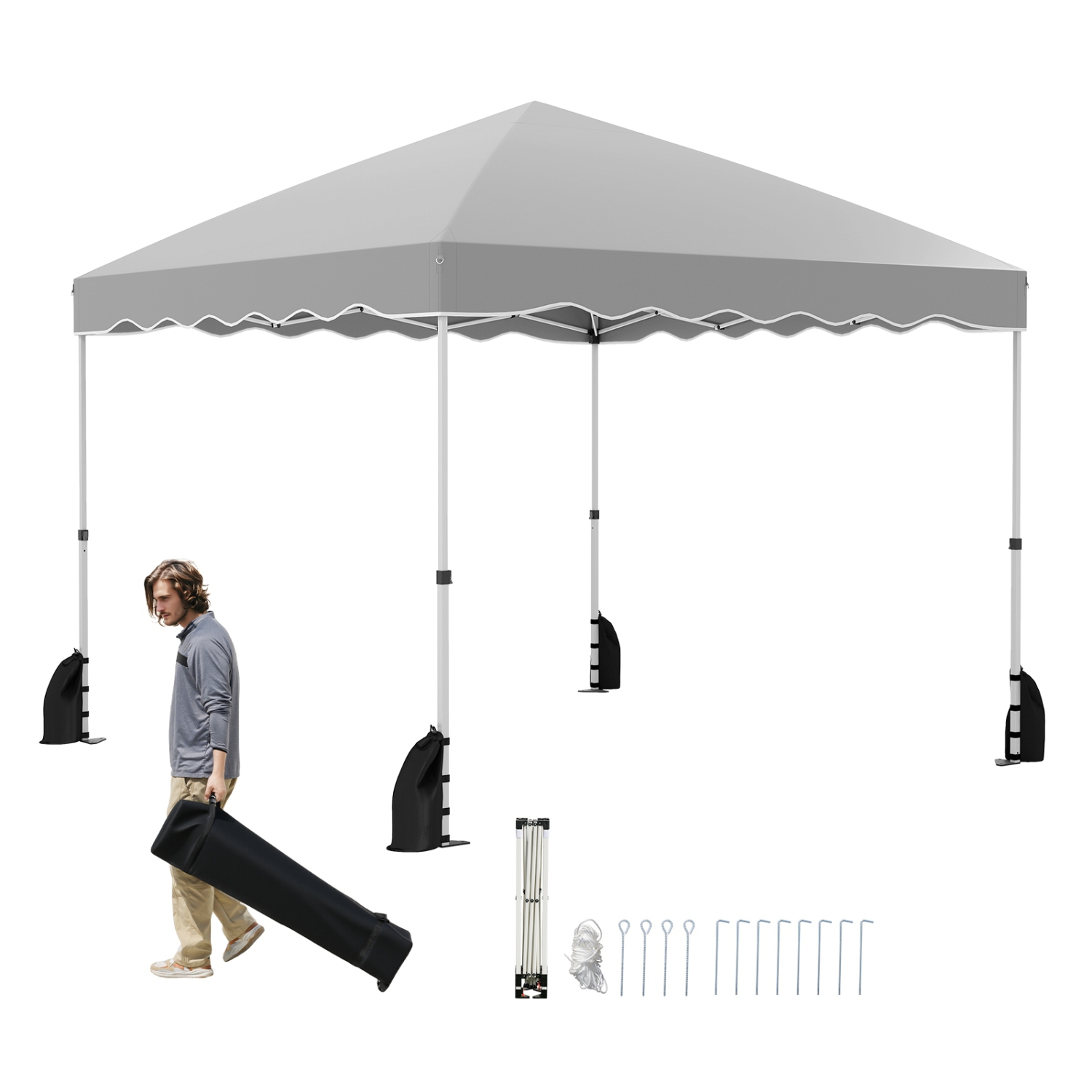 Easy Setup Folding Pop-Up Canopy Tent with Roller Bag