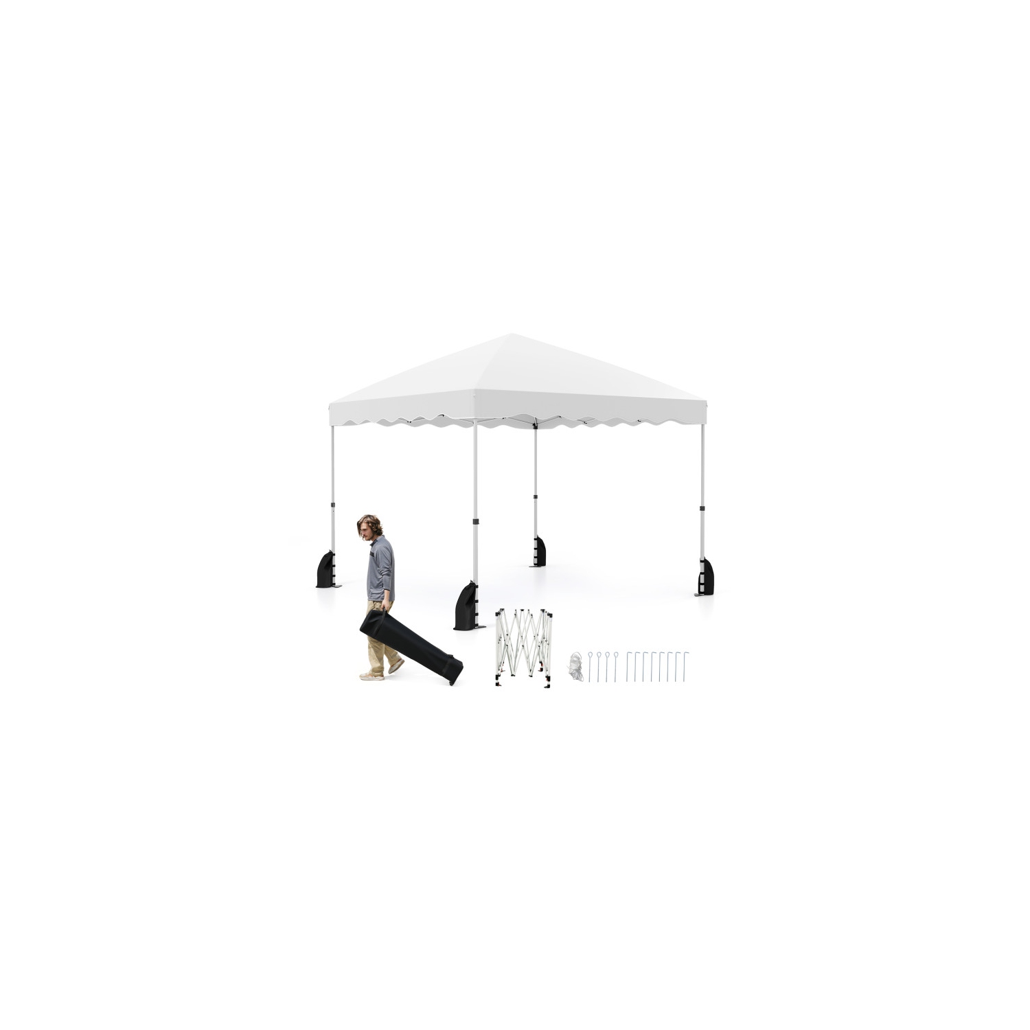 Easy Setup Folding Pop-Up Canopy Tent with Roller Bag
