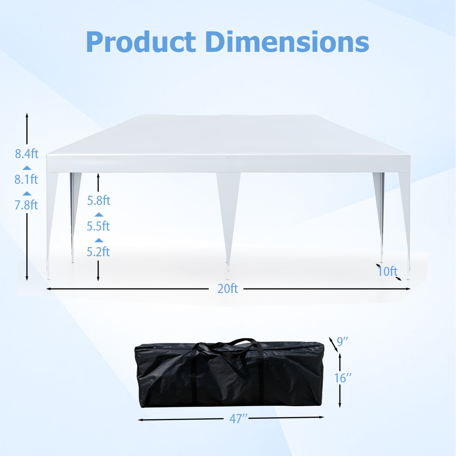 Heavy-Duty Pop-Up Canopy Tent with Storage Bag for Weddings, BBQ & Outdoor Events