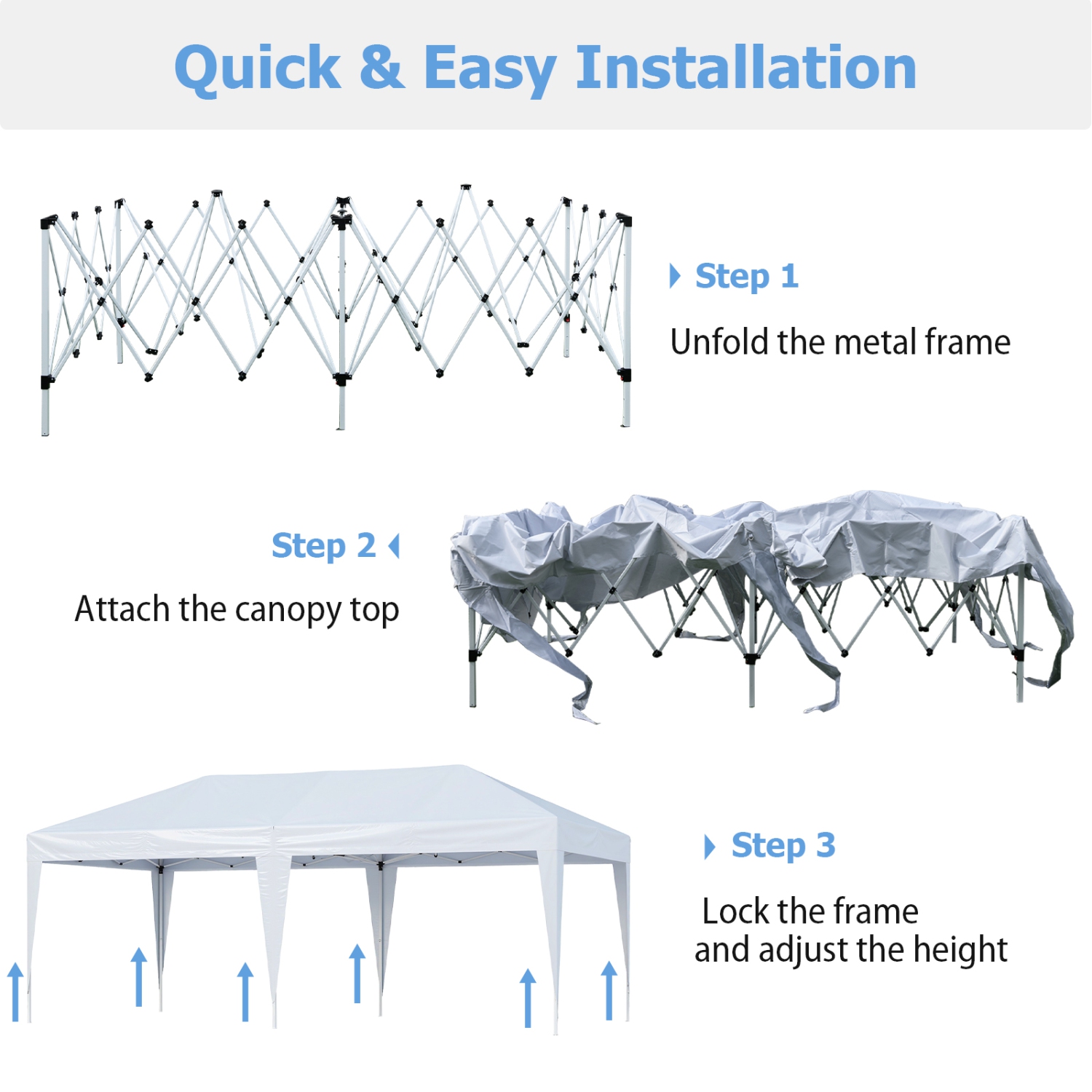 Heavy-Duty Pop-Up Canopy Tent with Storage Bag for Weddings, BBQ & Outdoor Events