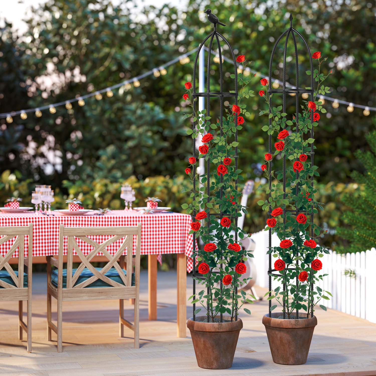 Metal Obelisk Trellis 2-Pack for Climbing Roses, Cucumbers & Flowering Vines