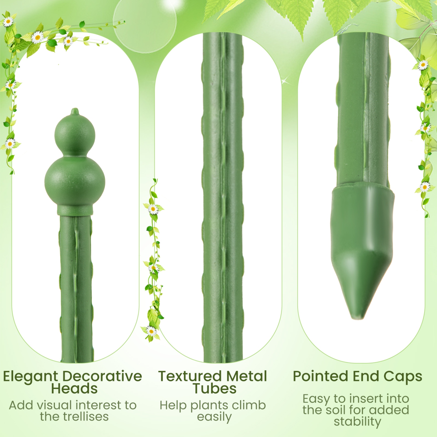 Set of 2 Tomato Cages with Adjustable Trellis Support for Plants & Flowers