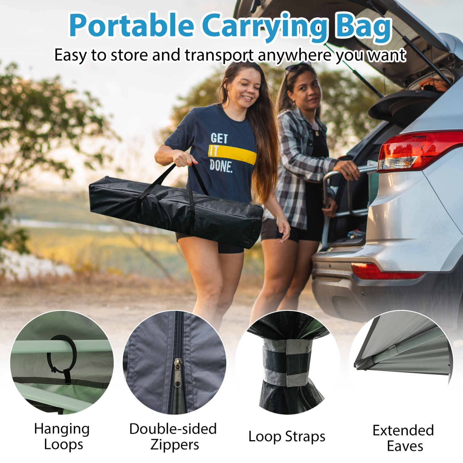 Portable Pop Up Gazebo Tent with Mosquito Netting and Ventilated Double Roof