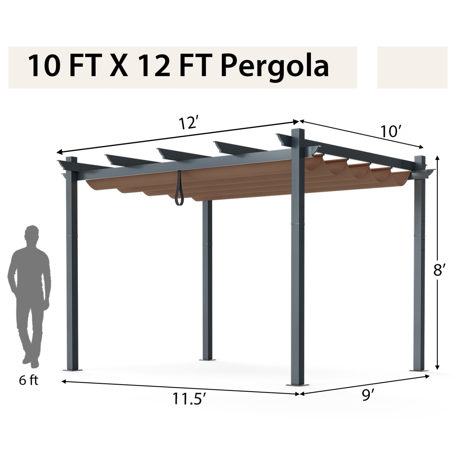 Aluminum Retractable Pergola Canopy Shelter for Patio, Garden, and Grape Vines