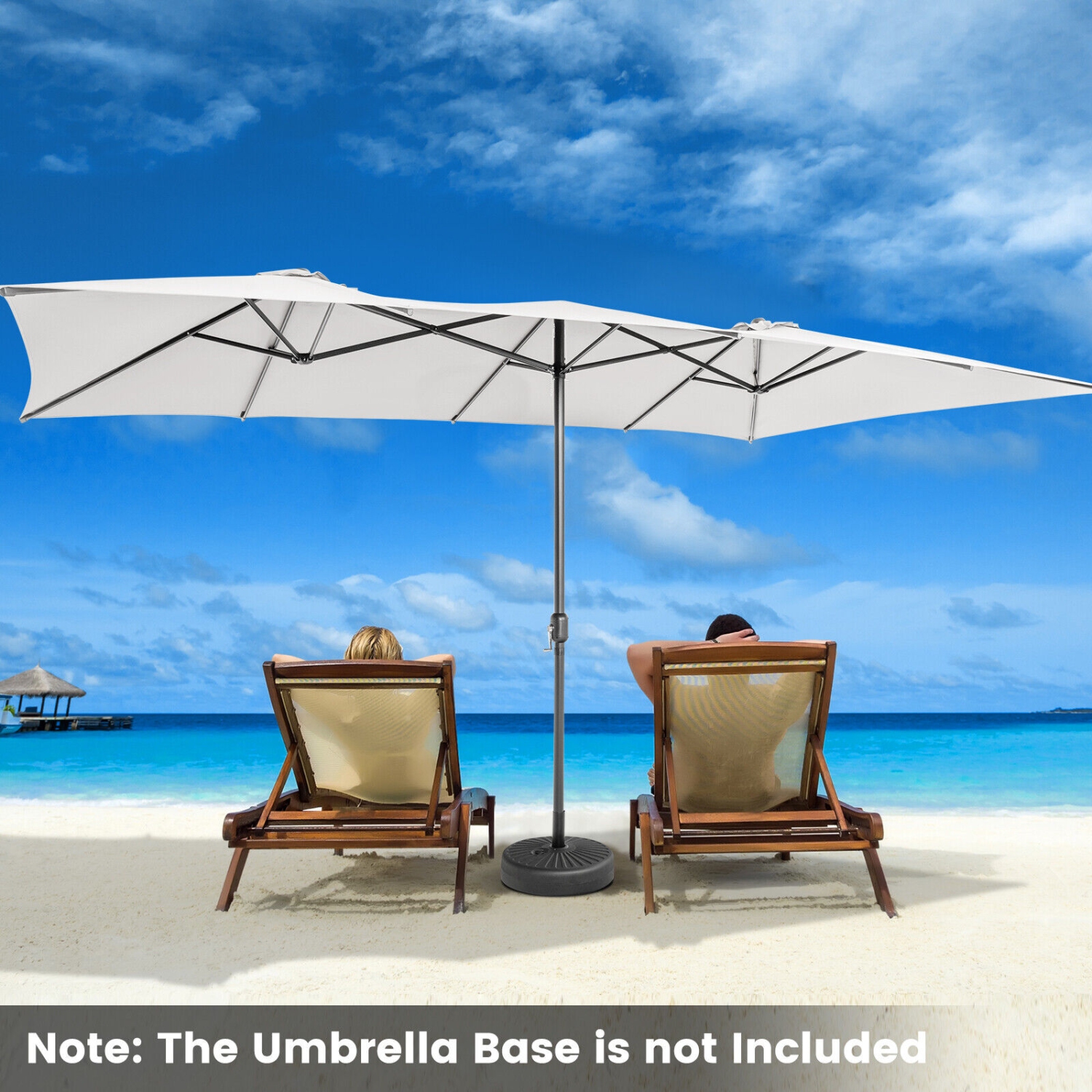 Double-Sized Patio Umbrella with Crank Handle and Ventilation Tops