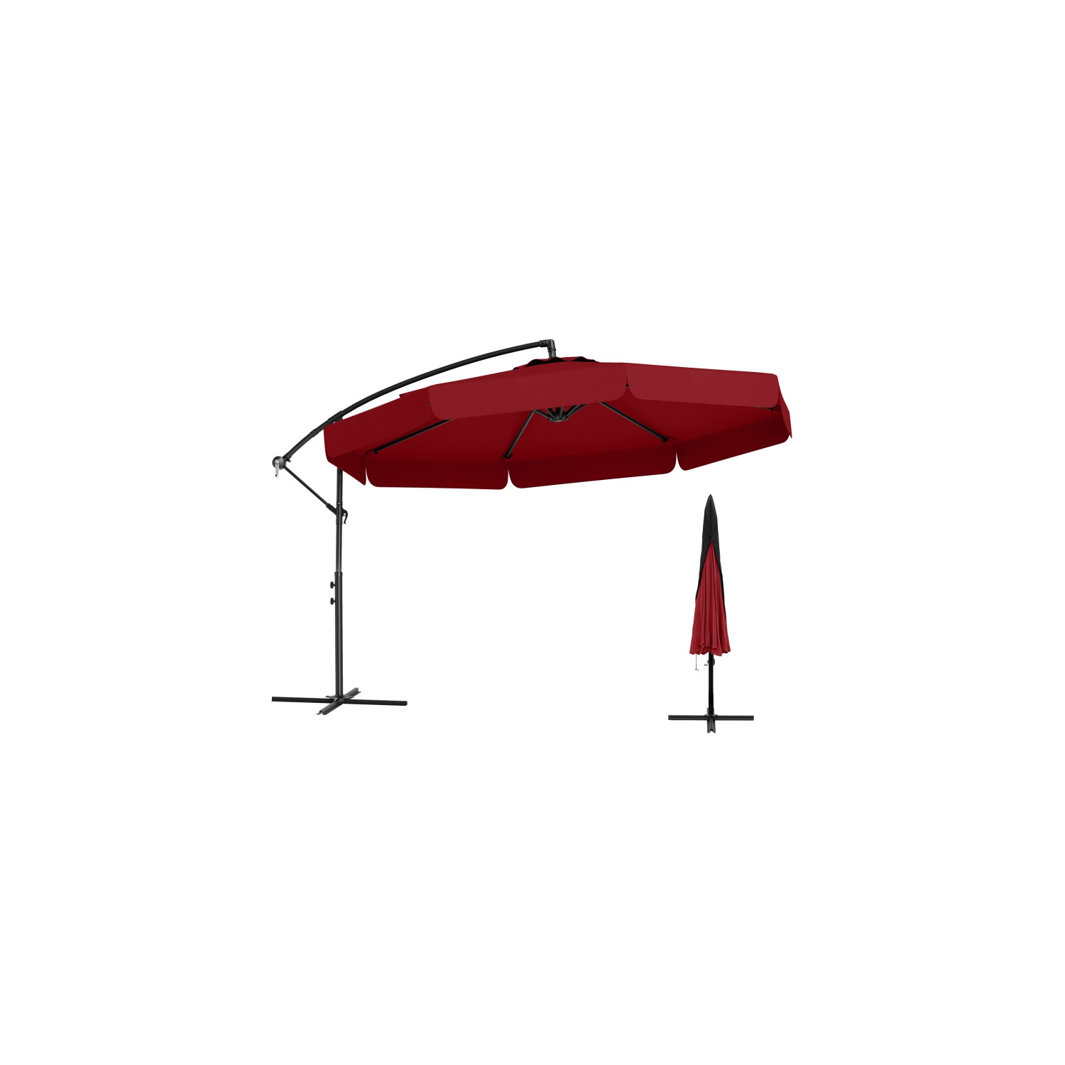 Outdoor Cantilever Umbrella with Adjustable Tilt and Ruffled Edge Design