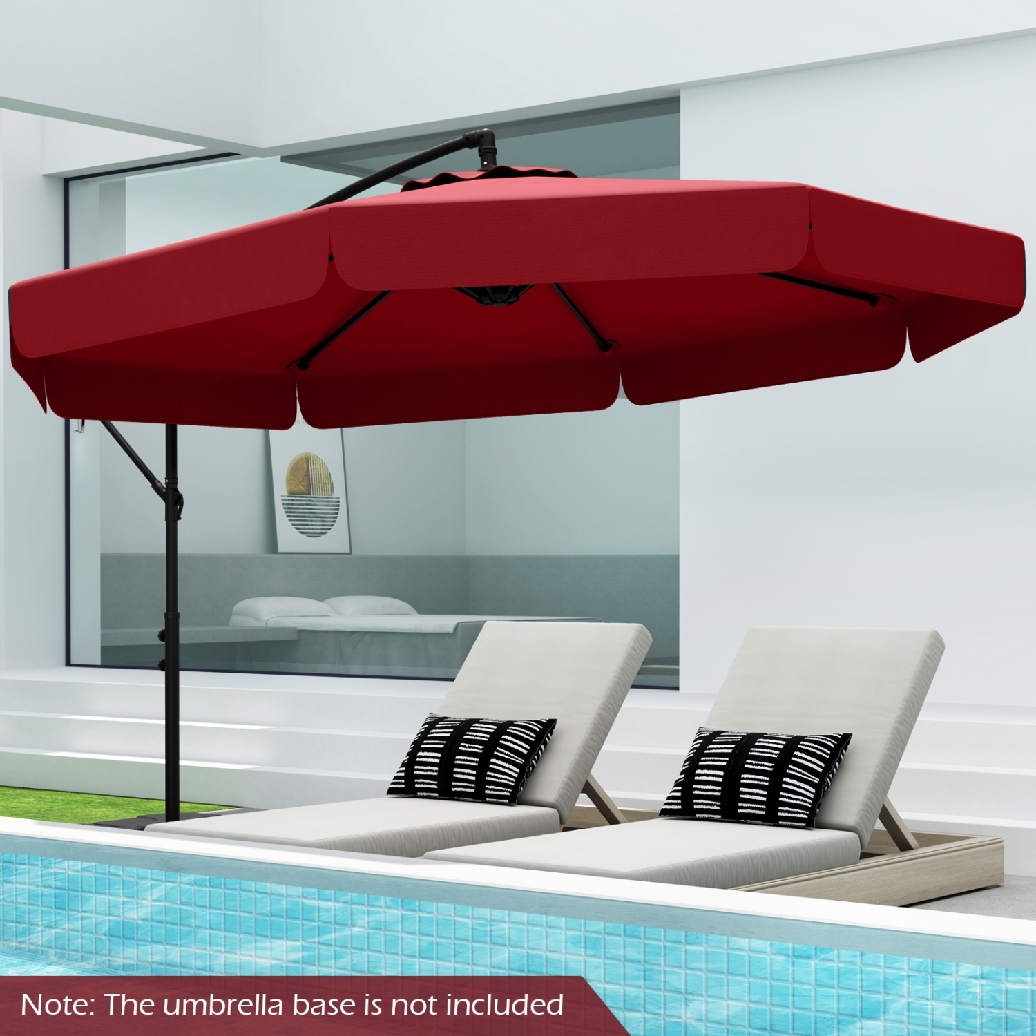 Outdoor Cantilever Umbrella with Adjustable Tilt and Ruffled Edge Design