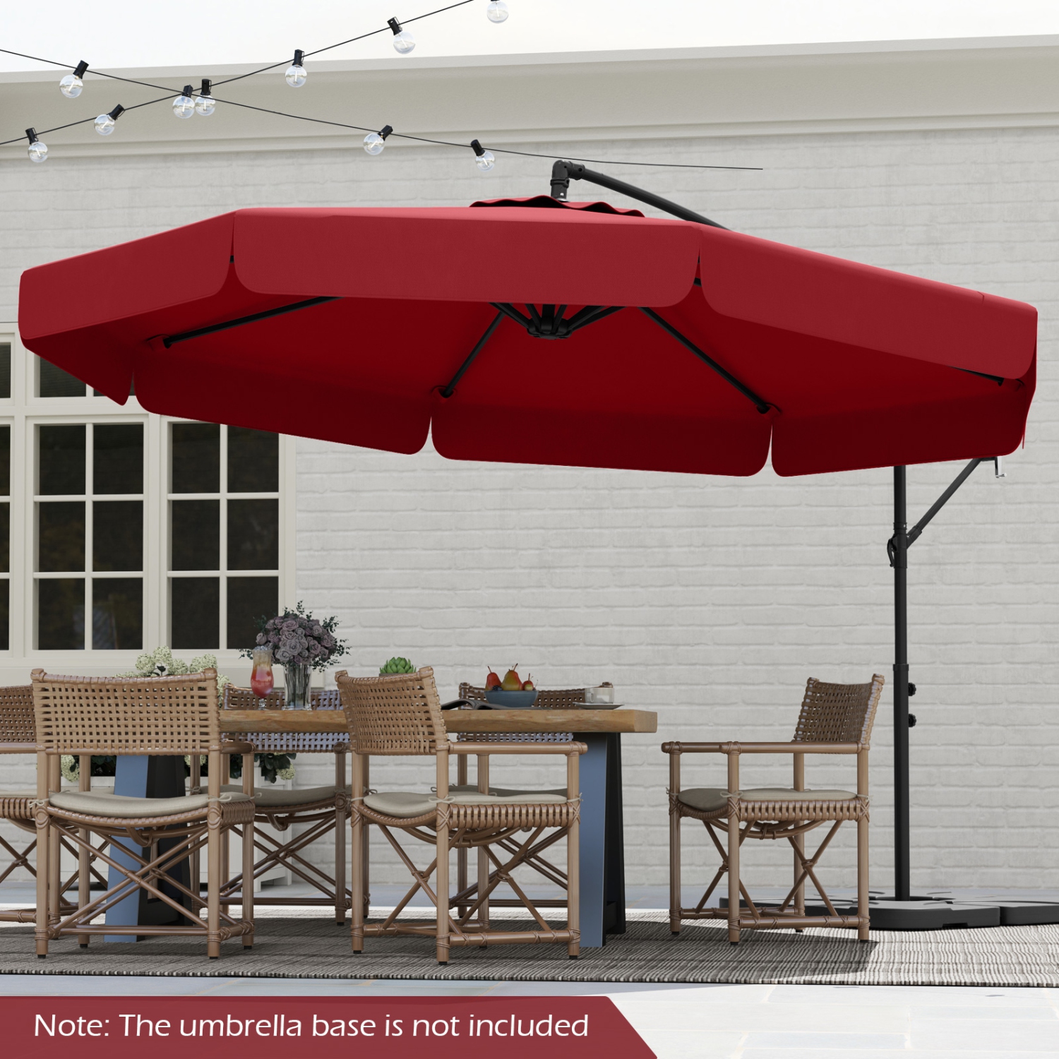 Outdoor Cantilever Umbrella with Adjustable Tilt and Ruffled Edge Design