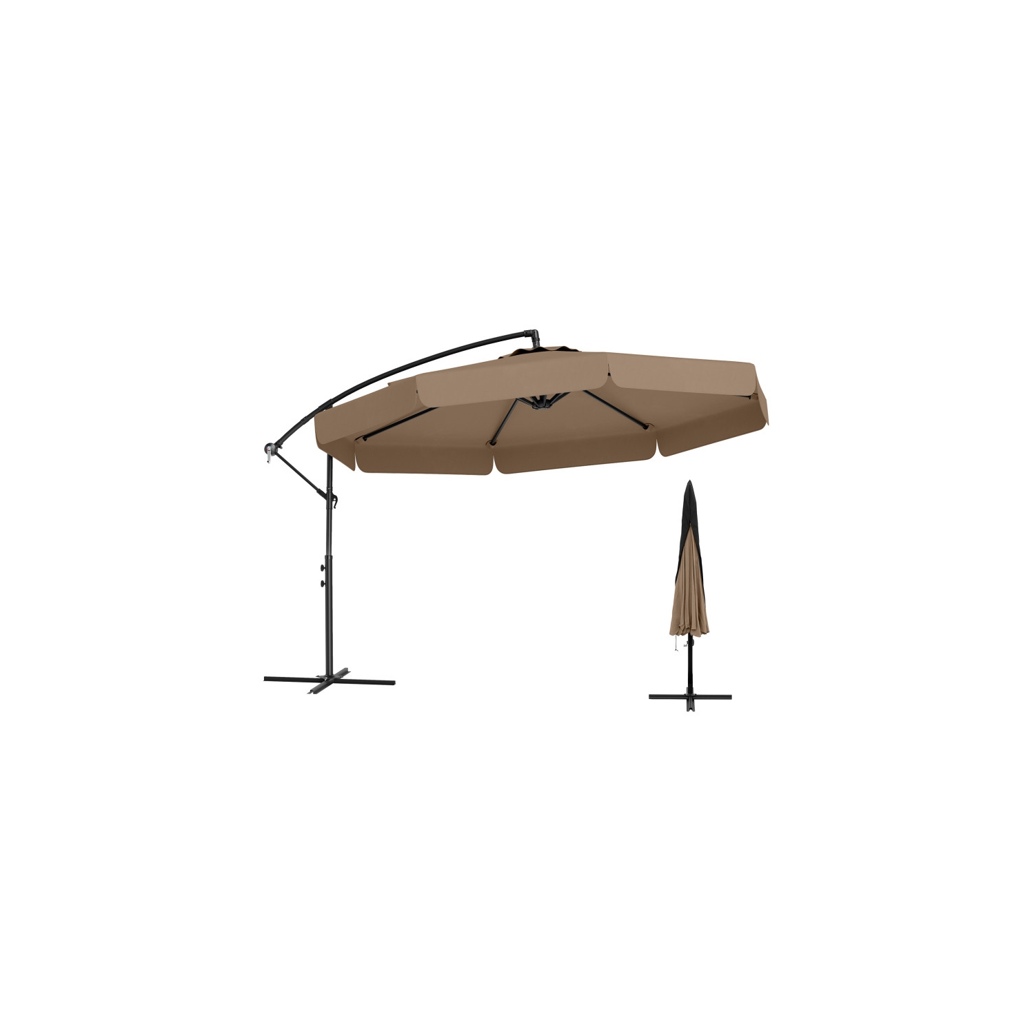 Outdoor Cantilever Umbrella with Adjustable Tilt and Ruffled Edge Design