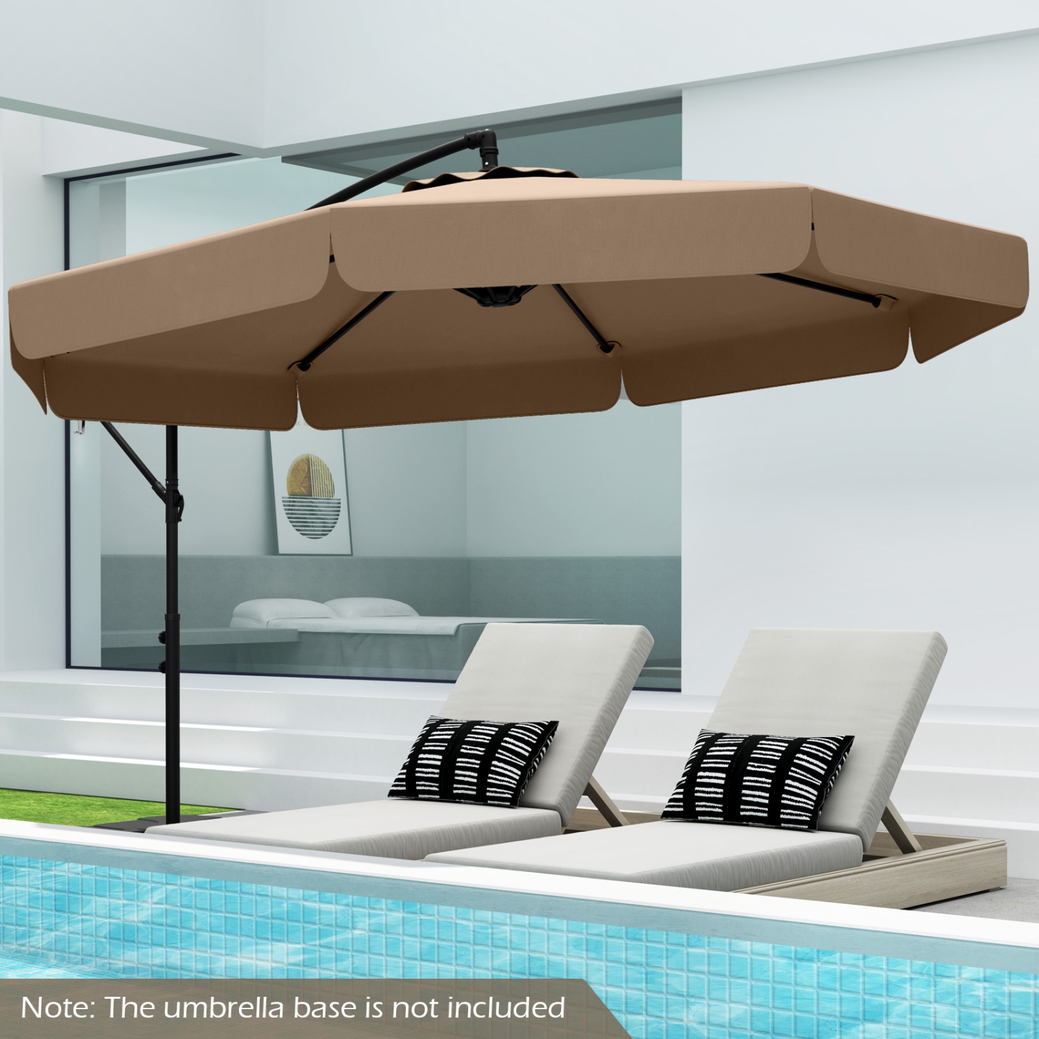 Outdoor Cantilever Umbrella with Adjustable Tilt and Ruffled Edge Design