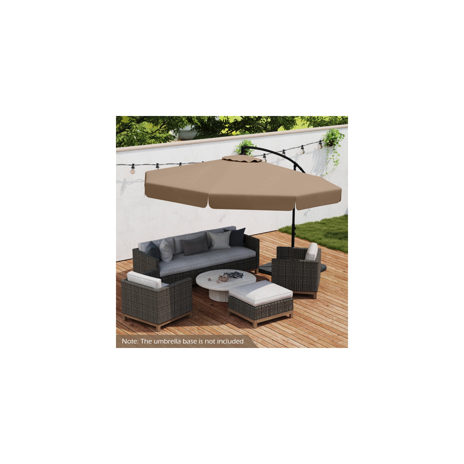 Outdoor Cantilever Umbrella with Adjustable Tilt and Ruffled Edge Design