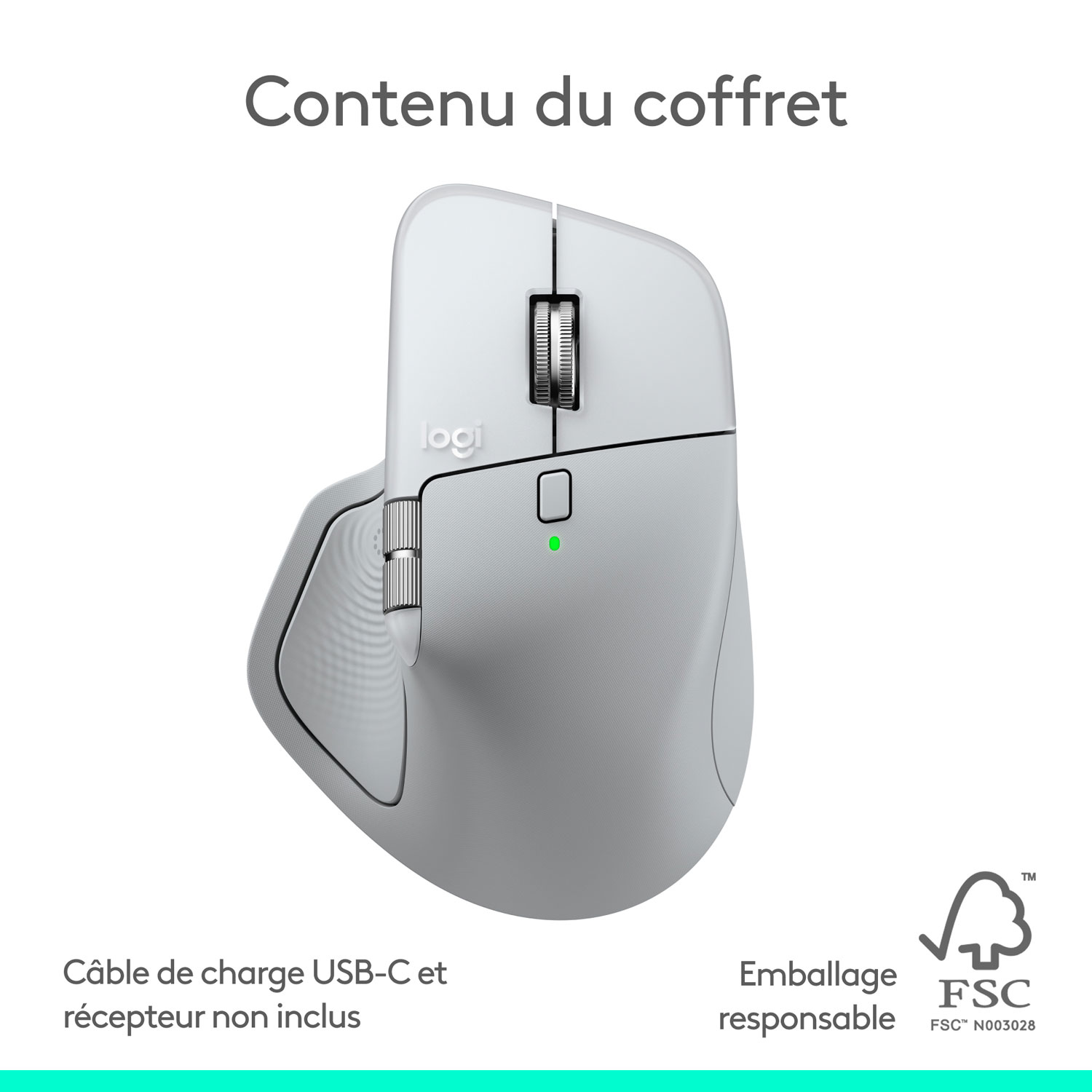 Souris optique Bluetooth MX Master 4 de Logitech pour Mac - Blanc argent - Exclusivité de Best Buy