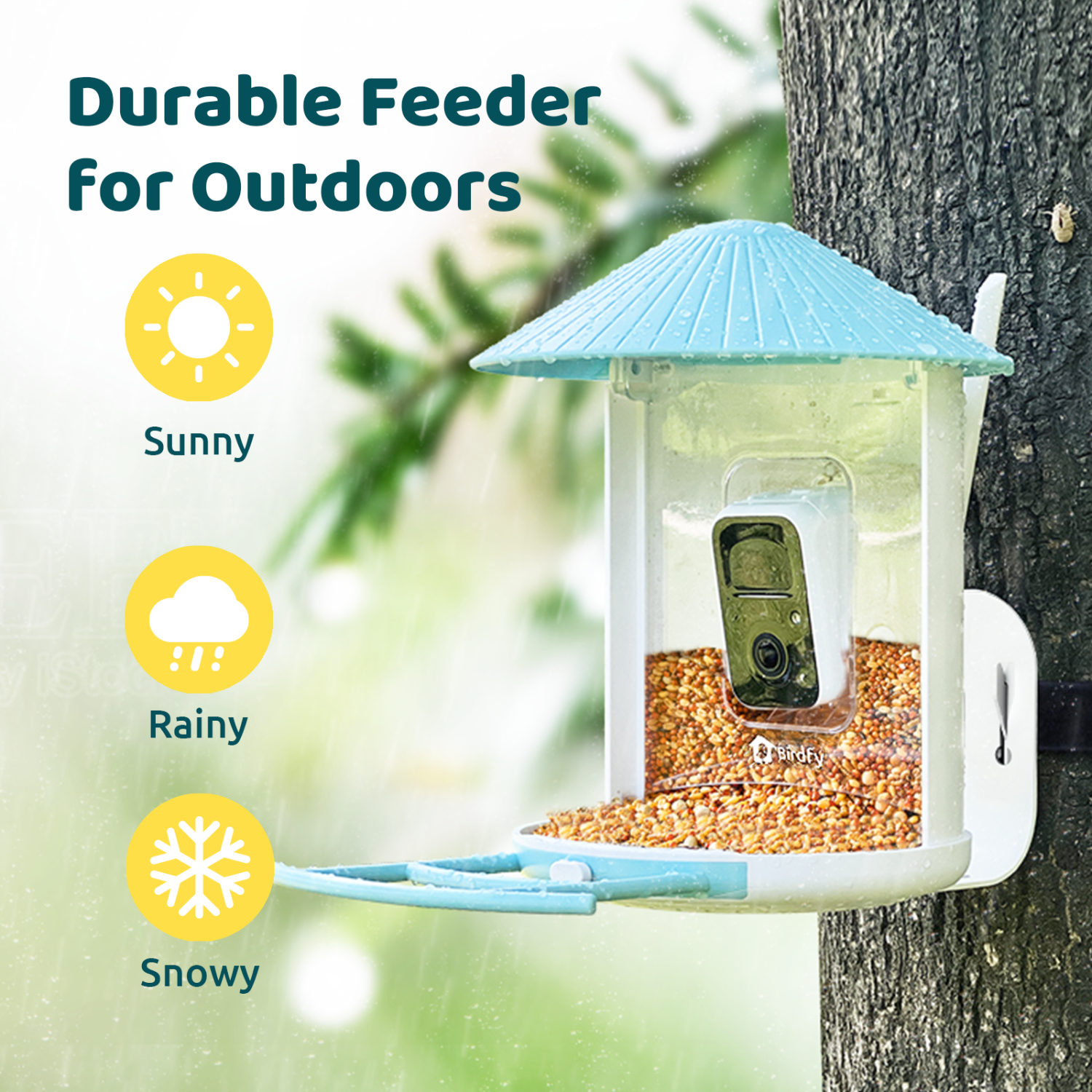 Birdfy Smart Feeder with Camera Solar Powered - Blue