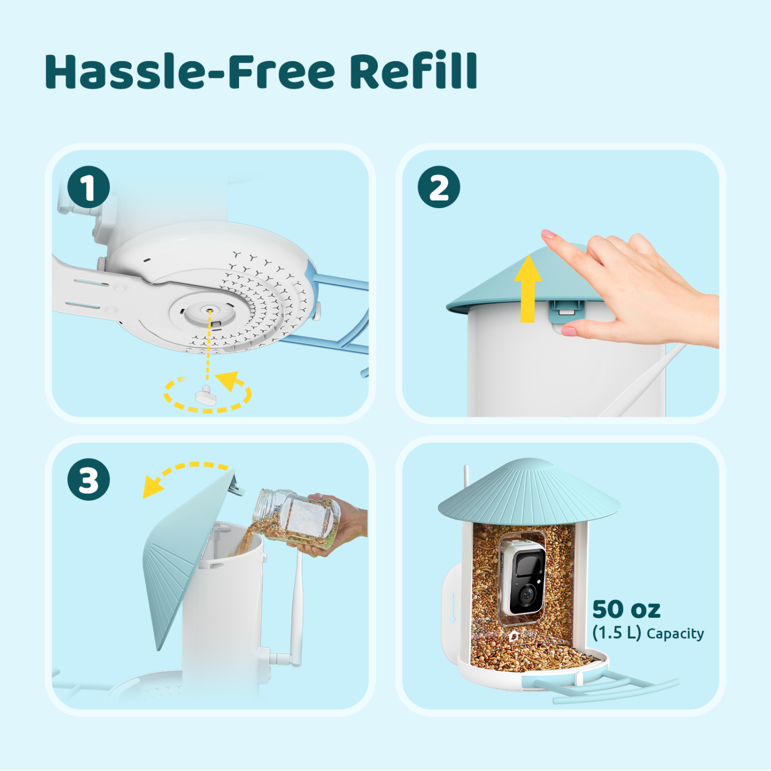 Birdfy Smart Feeder with Camera Solar Powered - Blue