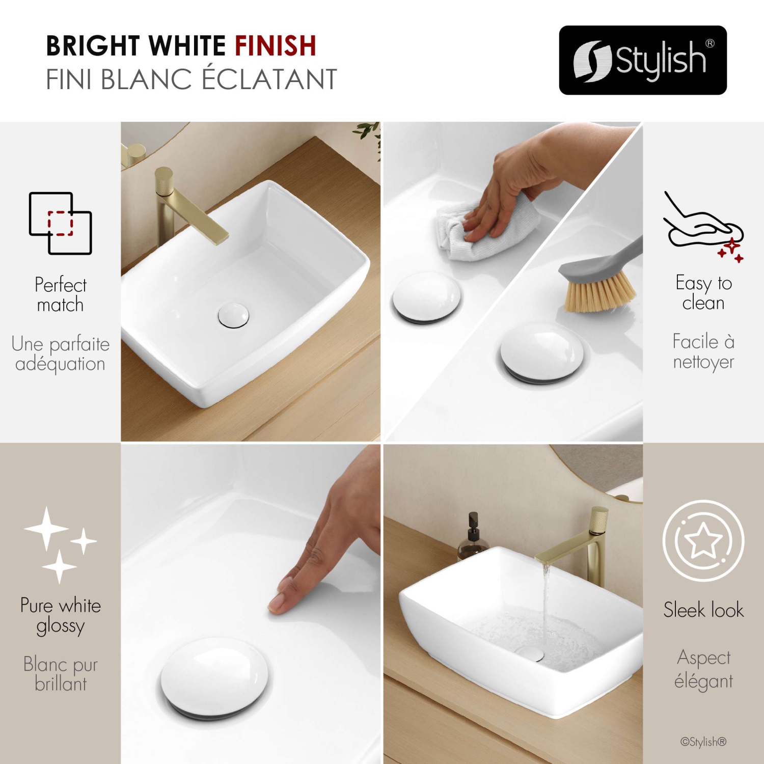 19"W x 13.38"D White Porcelain Rectangular Vessel Sink with Ceramic Pop Up Drain