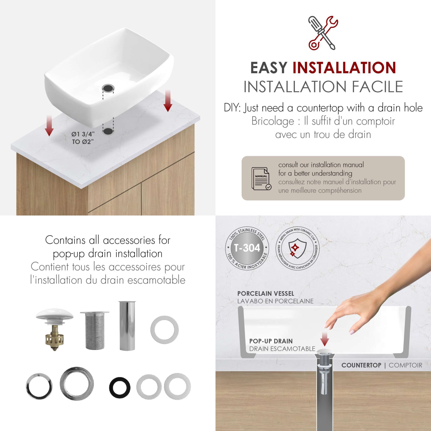 19"W x 13.38"D White Porcelain Rectangular Vessel Sink with Ceramic Pop Up Drain