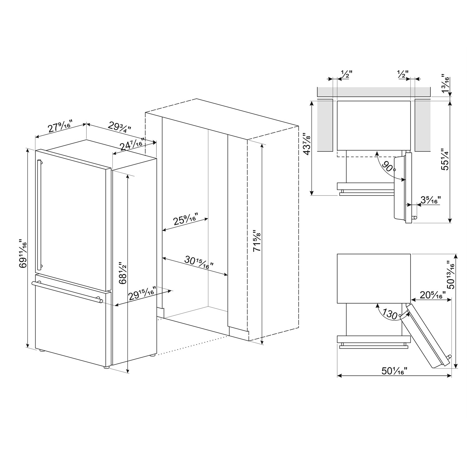 Smeg 30" 16.1 Cu. Ft. Bottom Freezer Refrigerator - Stainless Steel