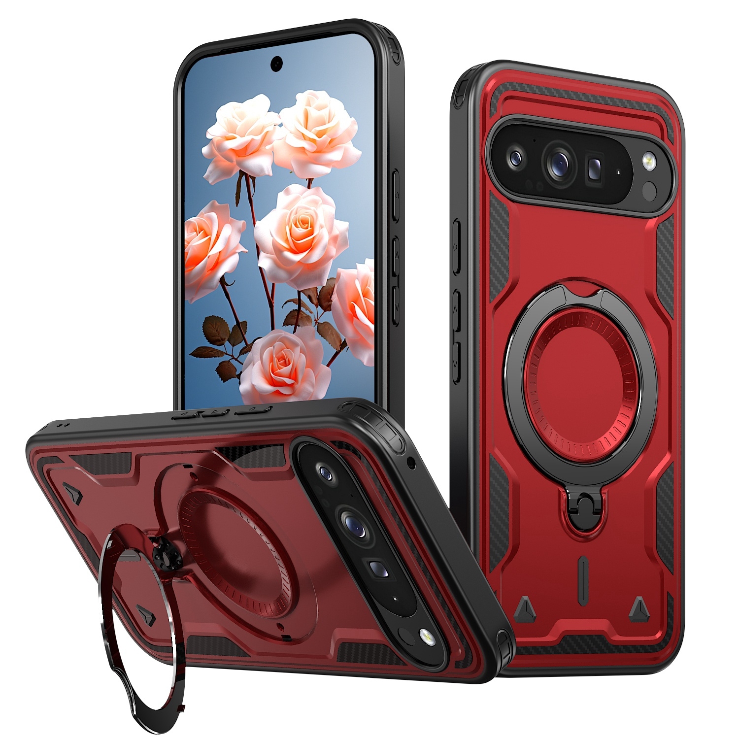 XCRS Defender Case Magsafe Cover, Magnetic Metal Kickstand Ring Holder Shockproof Case for Google Pixel 10 Pro / Pixel 10