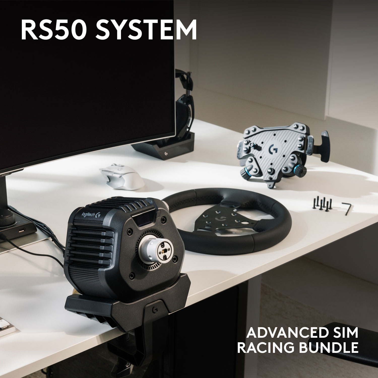 Logitech G RS50 3-Piece Sim Racing Steering Wheel System for Xbox Series X|S/Xbox One/PC