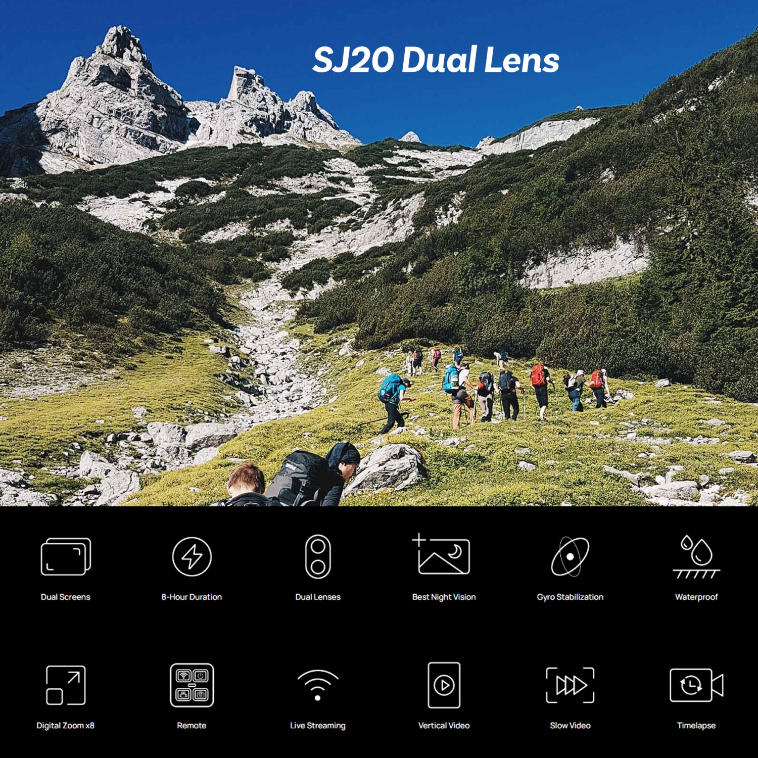 Ensemble caméra d'action SJCAM SJ20 à deux objectifs