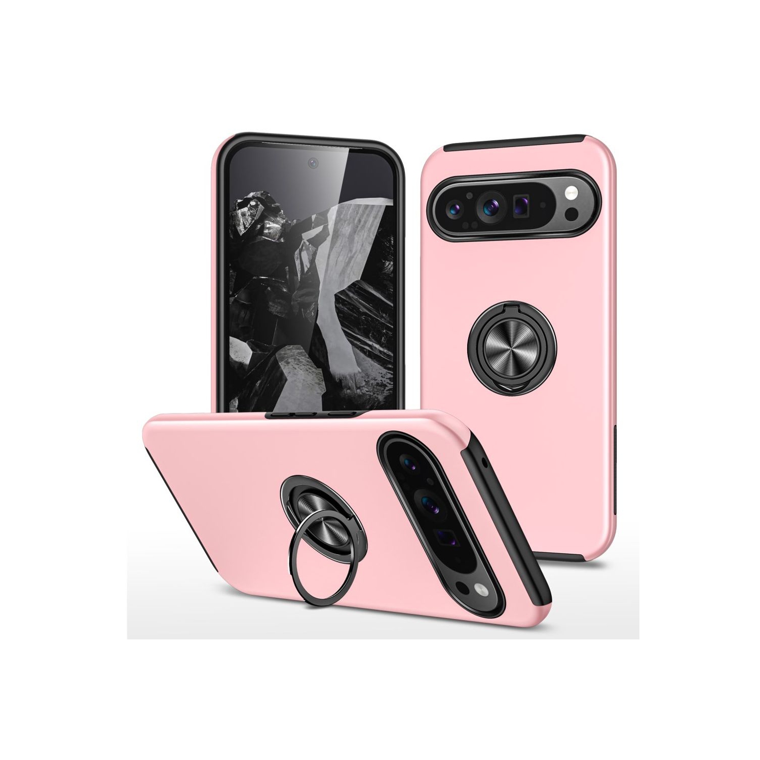 XCRS Fitted Ring Cover, Swirl Rotating Slim Armor Case for Google Pixel 10 Pro / Pixel 10