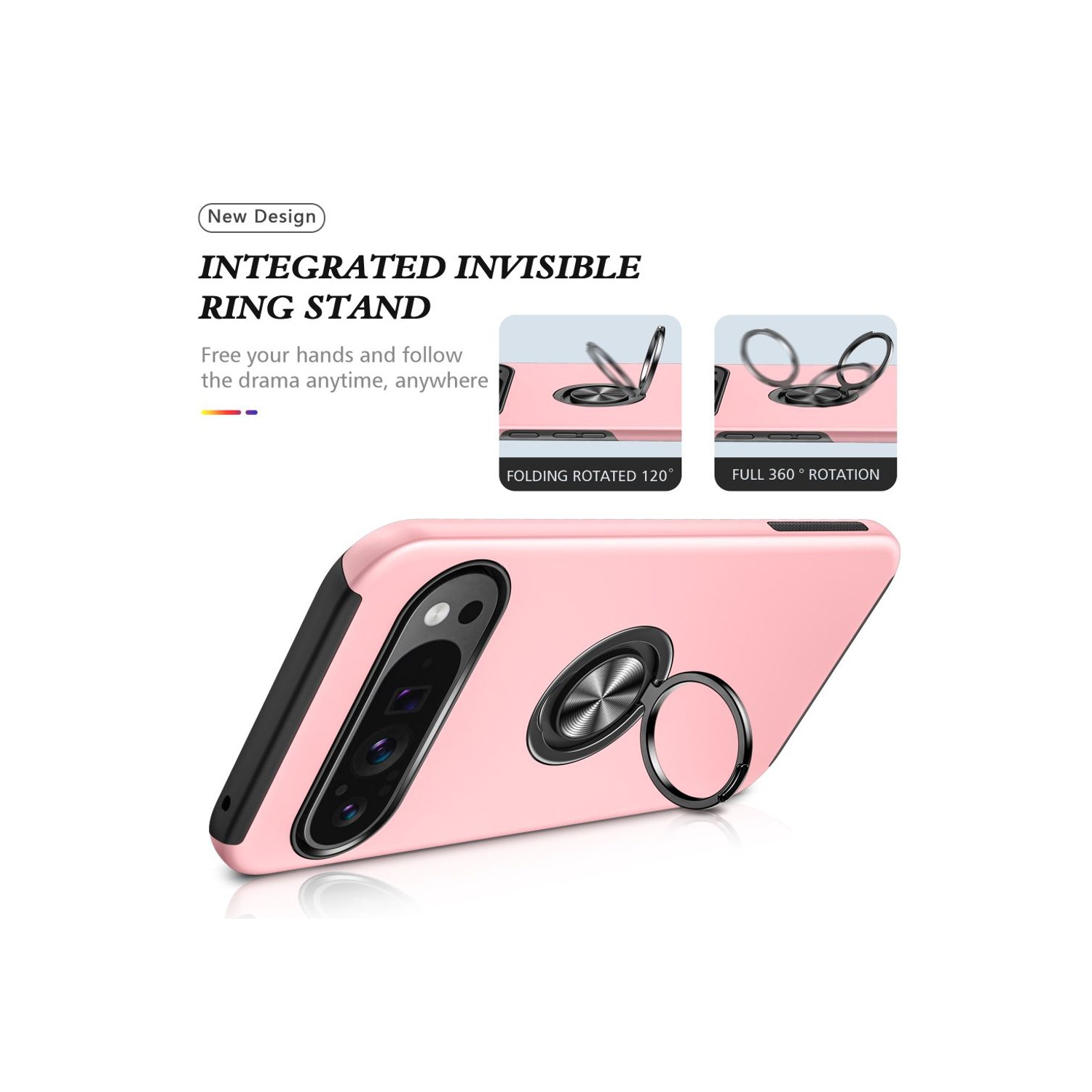 XCRS Fitted Ring Cover, Swirl Rotating Slim Armor Case for Google Pixel 10 Pro / Pixel 10