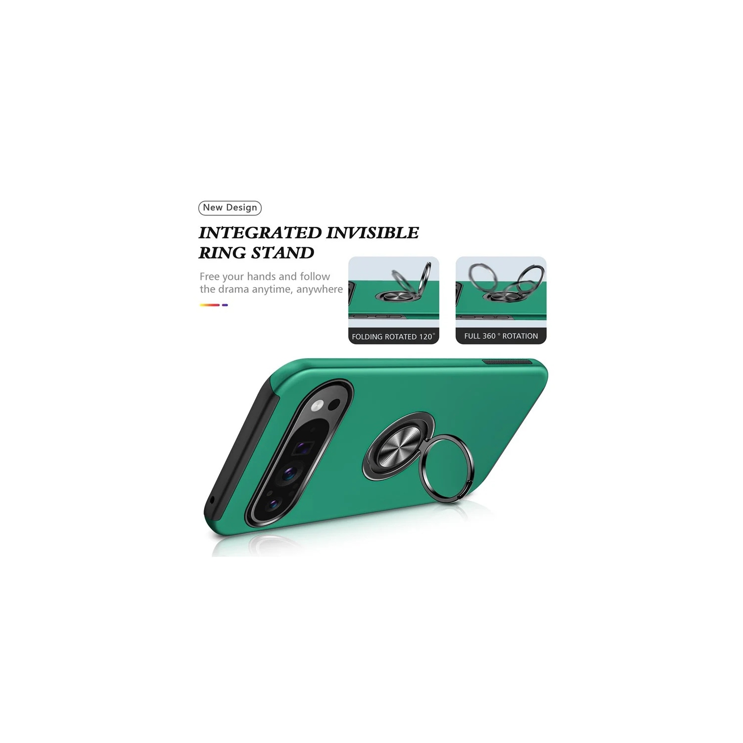 XCRS Fitted Ring Cover, Swirl Rotating Slim Armor Case for Google Pixel 10 Pro / Pixel 10