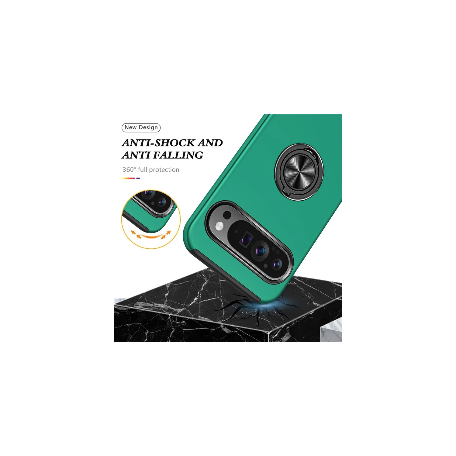 XCRS Fitted Ring Cover, Swirl Rotating Slim Armor Case for Google Pixel 10 Pro / Pixel 10