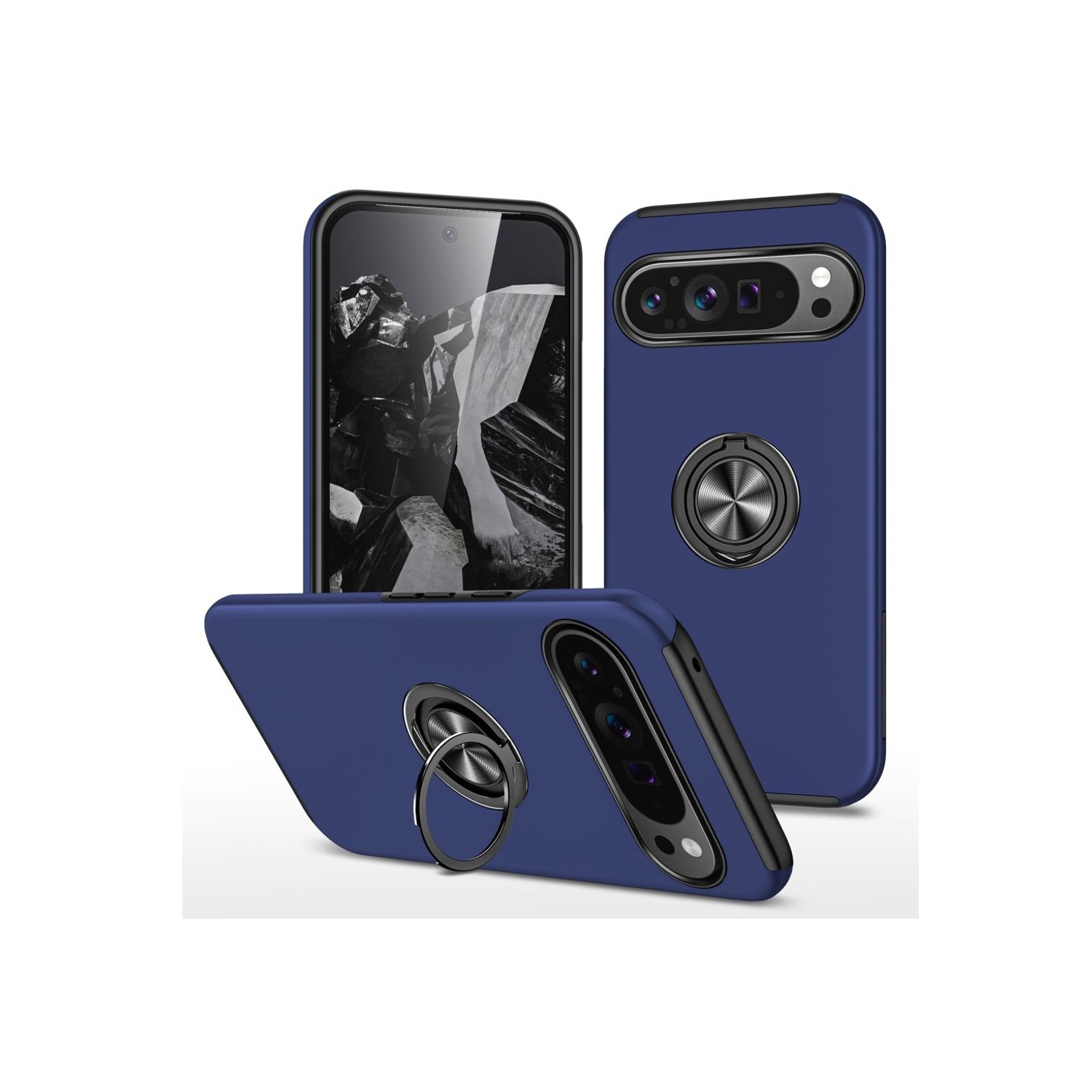 XCRS Fitted Ring Cover, Swirl Rotating Slim Armor Case for Google Pixel 10 Pro / Pixel 10