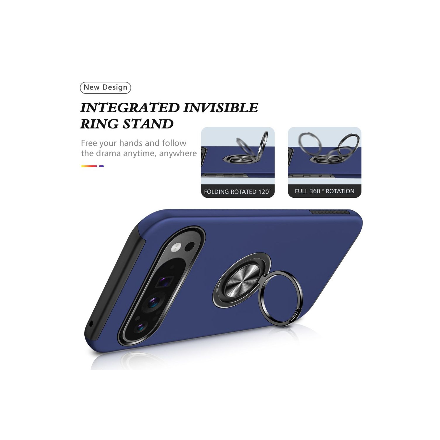 XCRS Fitted Ring Cover, Swirl Rotating Slim Armor Case for Google Pixel 10 Pro / Pixel 10