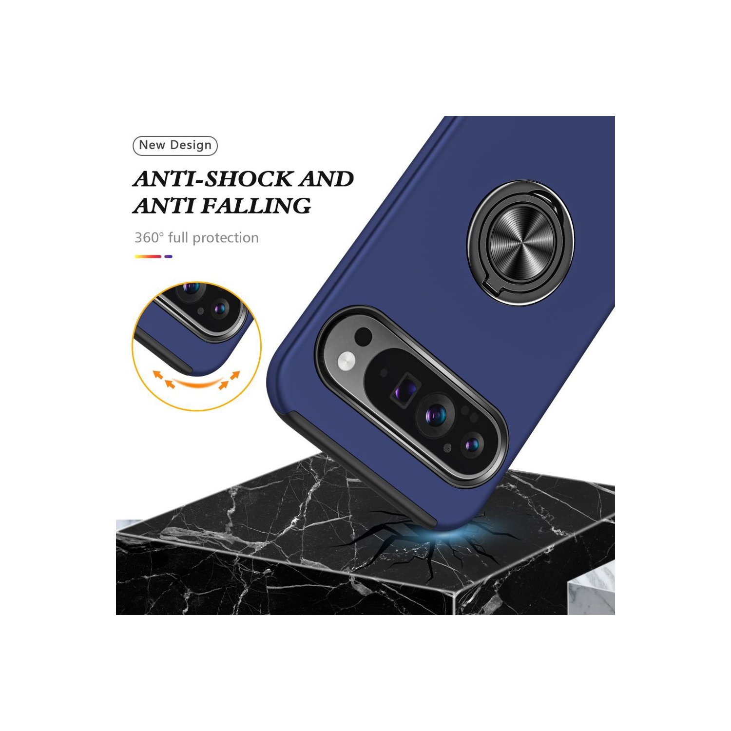 XCRS Fitted Ring Cover, Swirl Rotating Slim Armor Case for Google Pixel 10 Pro / Pixel 10