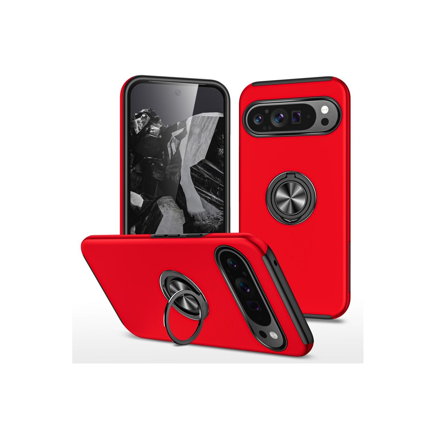 XCRS Fitted Ring Cover, Swirl Rotating Slim Armor Case for Google Pixel 10 Pro / Pixel 10