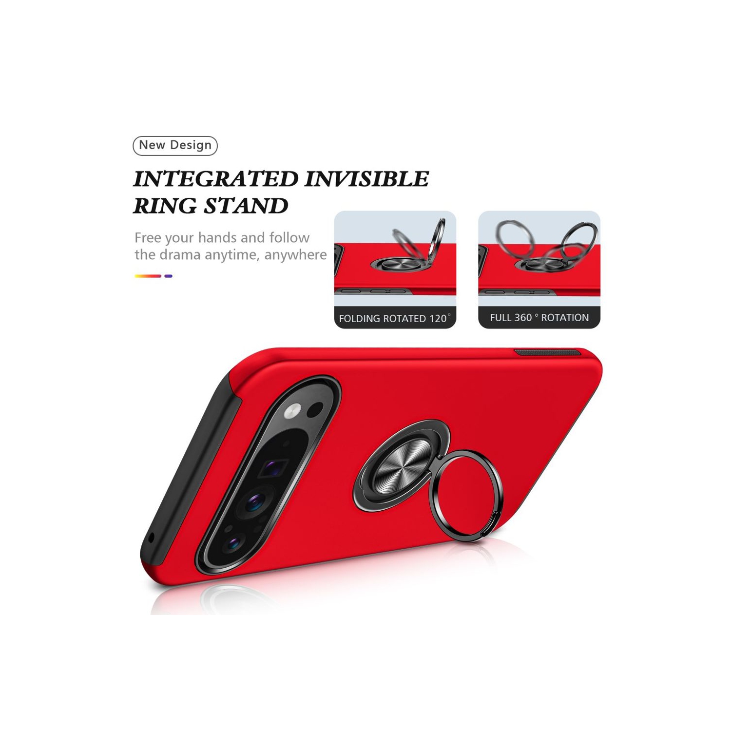 XCRS Fitted Ring Cover, Swirl Rotating Slim Armor Case for Google Pixel 10 Pro / Pixel 10