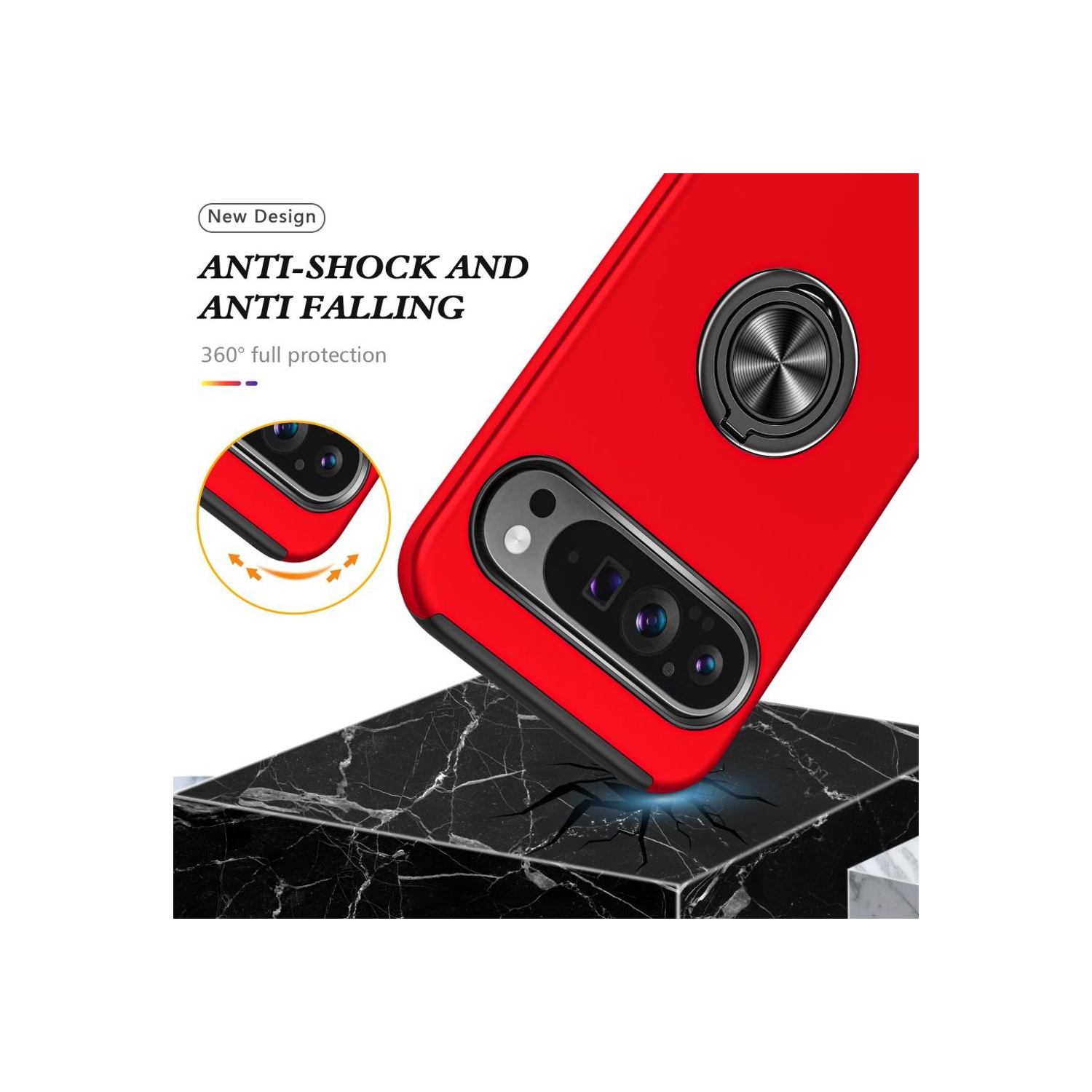 XCRS Fitted Ring Cover, Swirl Rotating Slim Armor Case for Google Pixel 10 Pro / Pixel 10