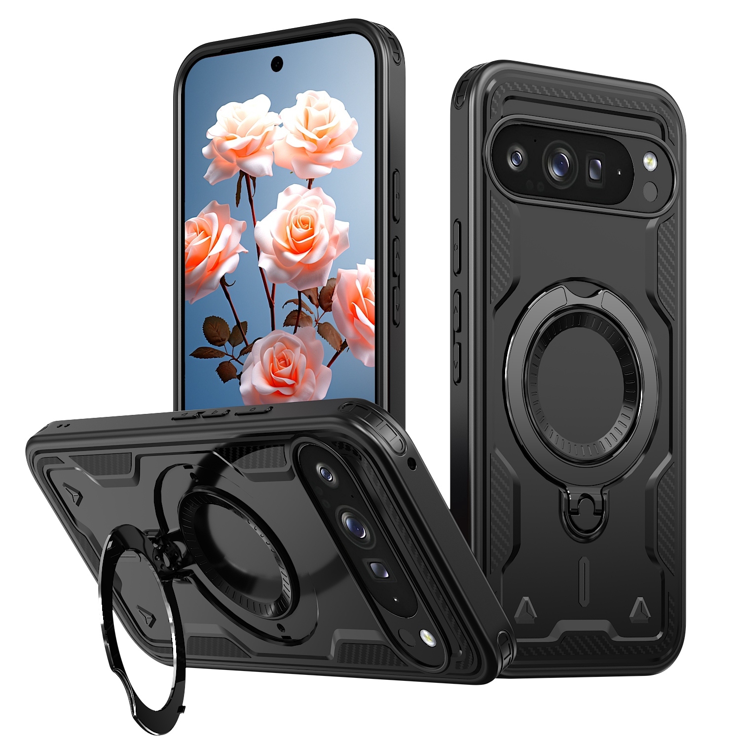 XCRS Defender Case Magsafe Cover, Magnetic Metal Kickstand Ring Holder Shockproof Case for Google Pixel 10 Pro XL