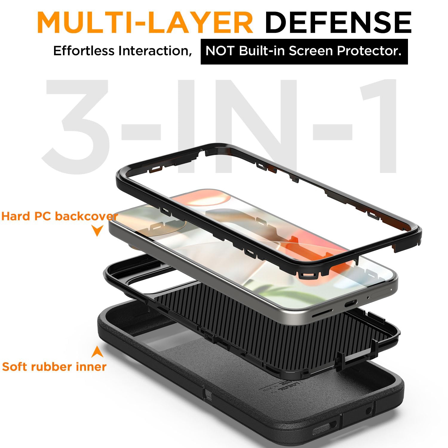 XCRS Fitted Defender Cover, Triple Layer Hard Case for Google Pixel 10 Pro XL