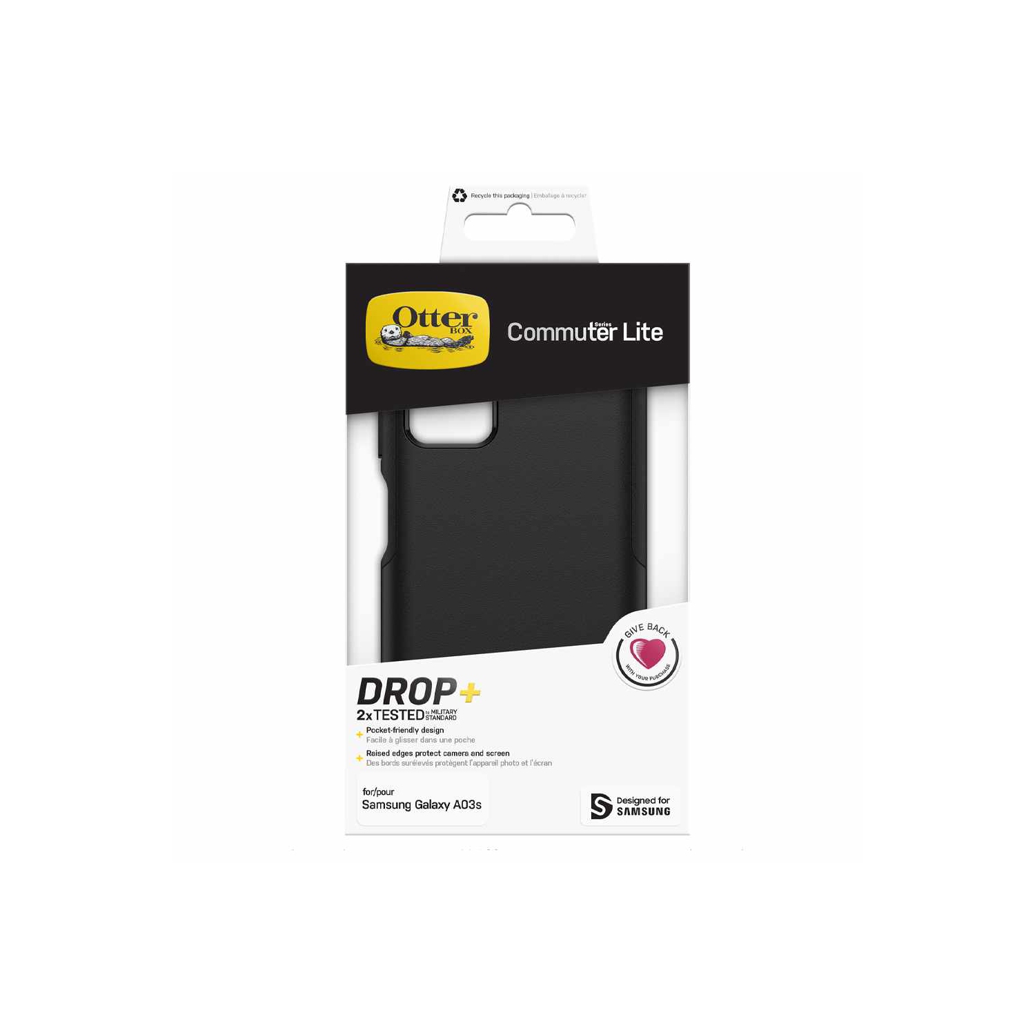 Étui rigide ajusté Commuter Lite d'OtterBox pour Galaxy A03s - Noir