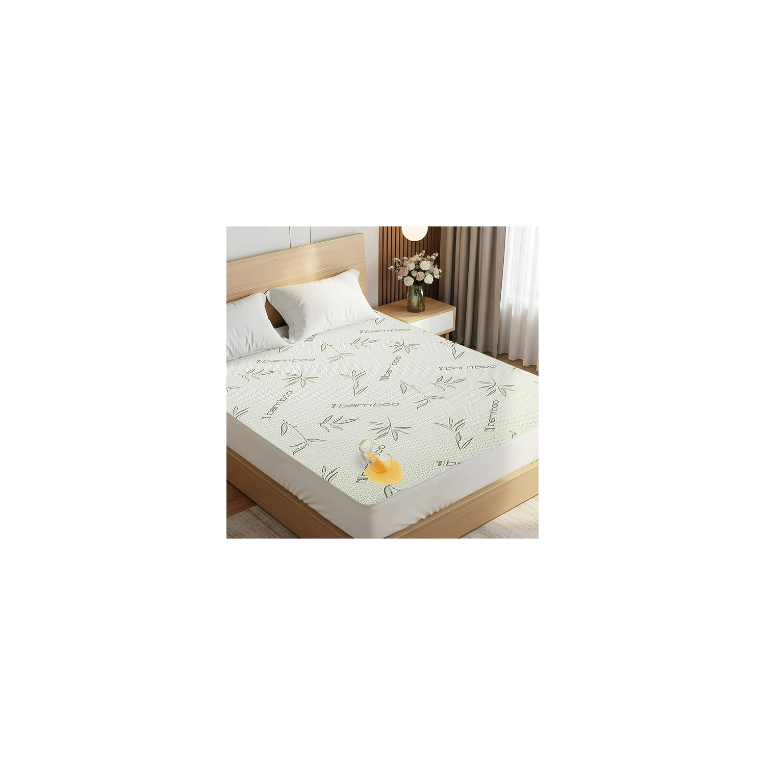 BEDDORA 100% Waterproof Bamboo Mattress Protector – Soft & Breathable Viscose Cover, Hypoallergenic, Deep Pocket Fits 18–21" – QueenSize