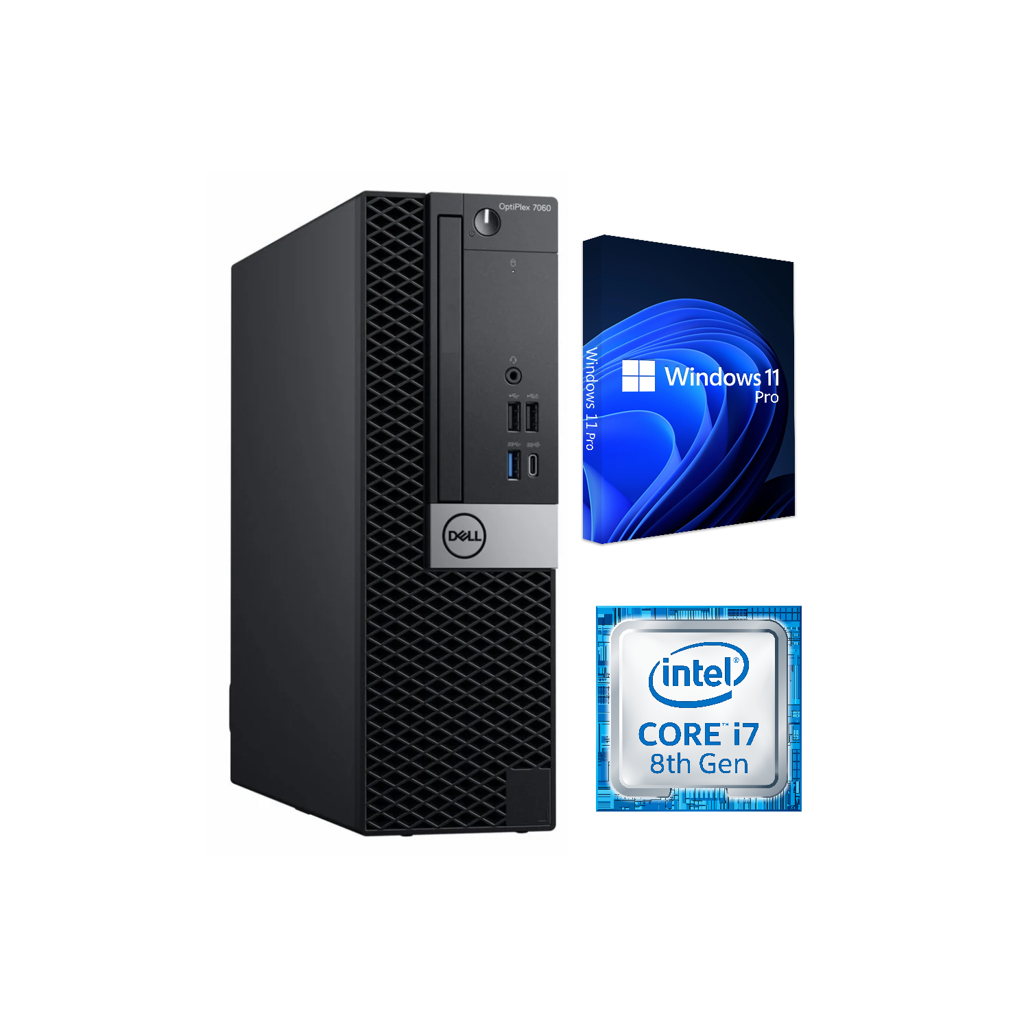 Ordinateur OptiPlex 7060 SFF/i7-8700 3,2&nbsp;GHz/RAM 32&nbsp;Go/NVMe SSD 256&nbsp;Go/Windows 11 Pro/Wi-Fi - PC professionnel - Remis à neuf
