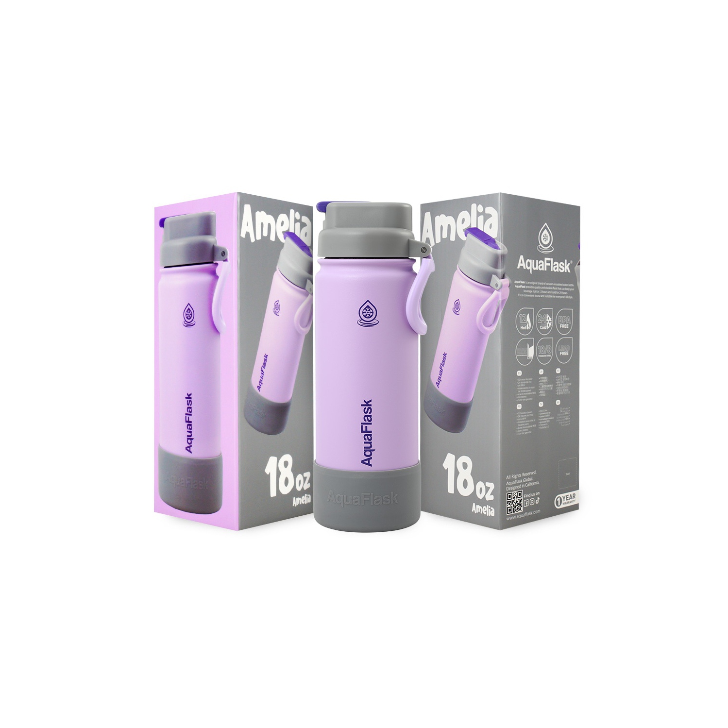 AquaFlask Kids FlipSip 532mL Water Bottles - Purple