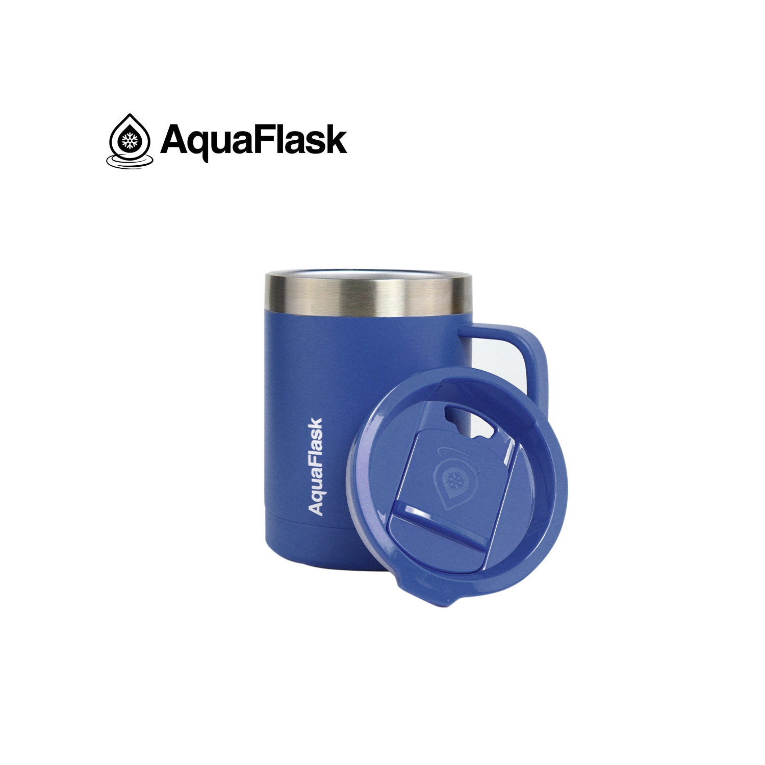 Tasse isotherme à couvercle avec poignée 415&nbsp;ml d'Aquaflask - Bleu
